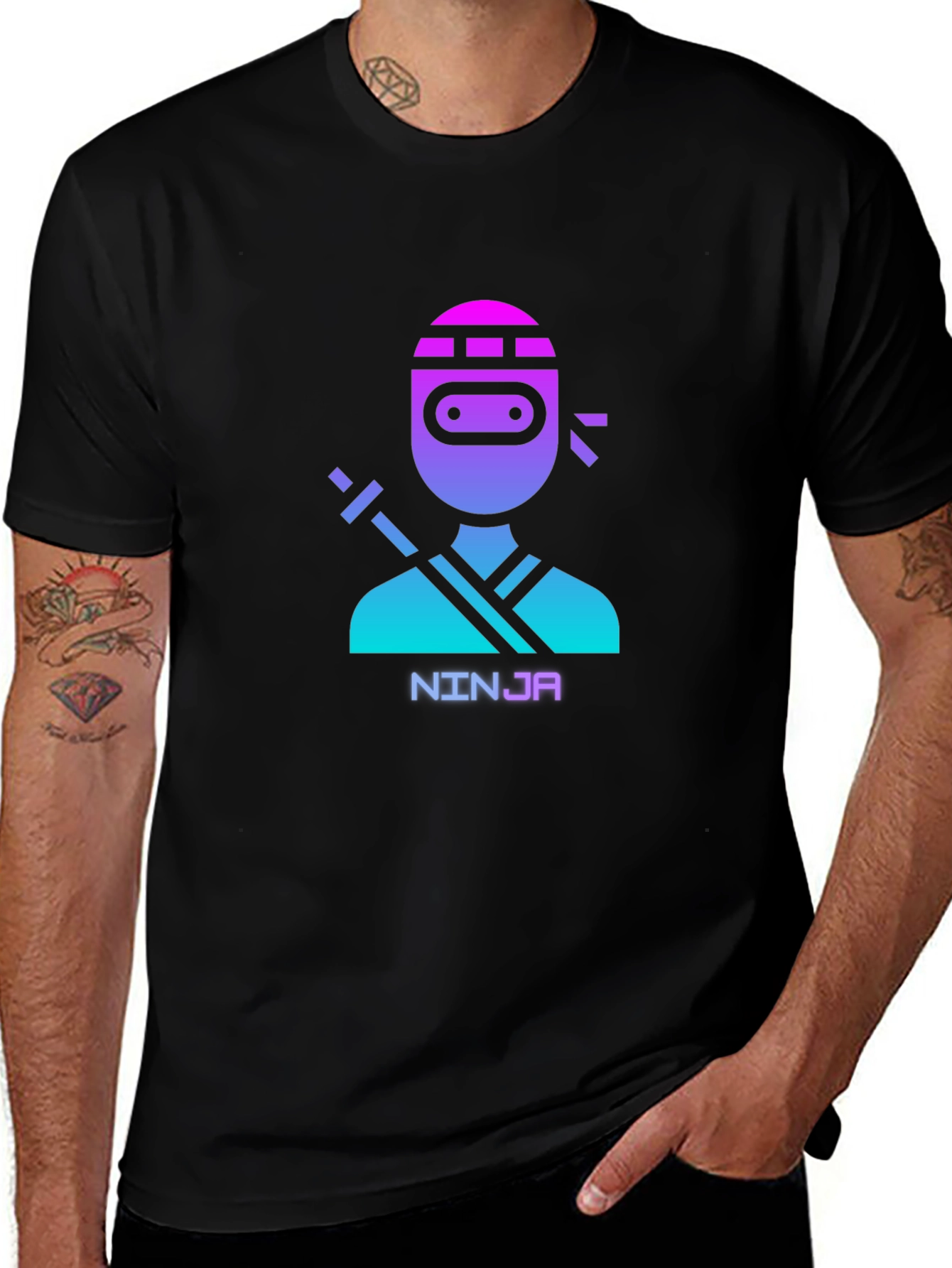 Ninja Graphic Tee - Black Cotton T-Shirt