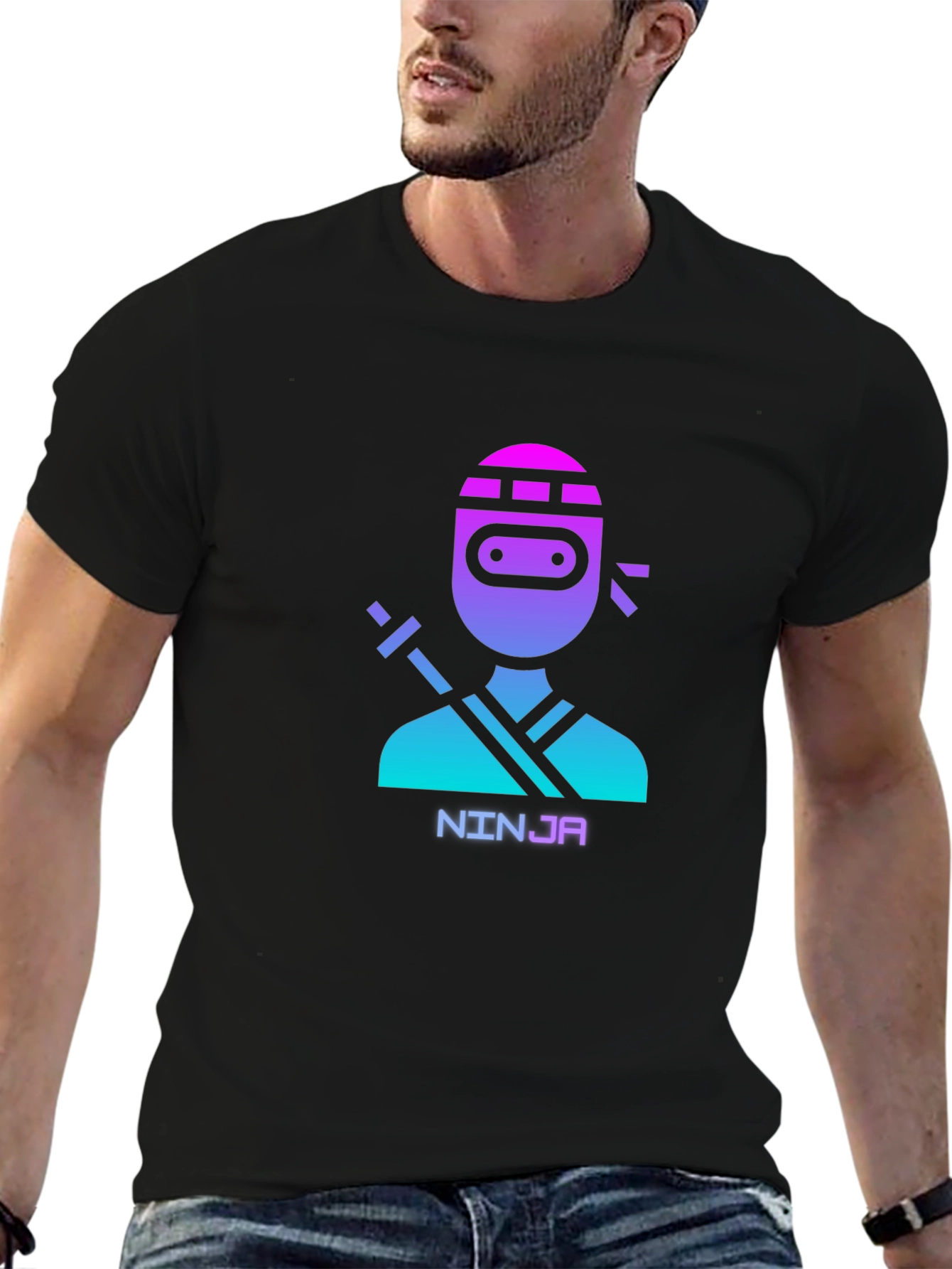 Ninja Graphic Tee - Black Cotton T-Shirt