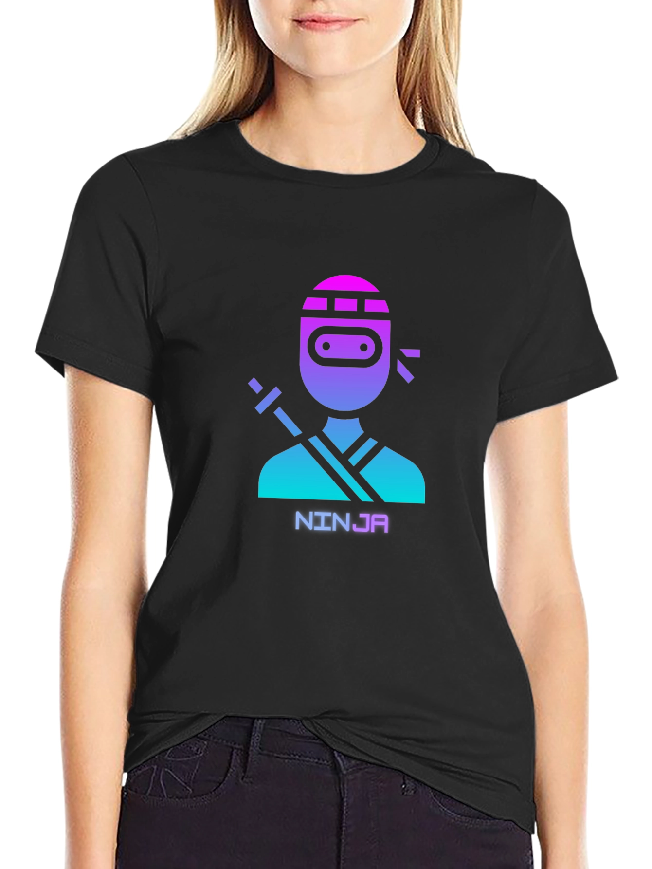 Ninja Graphic Tee - Black Cotton T-Shirt