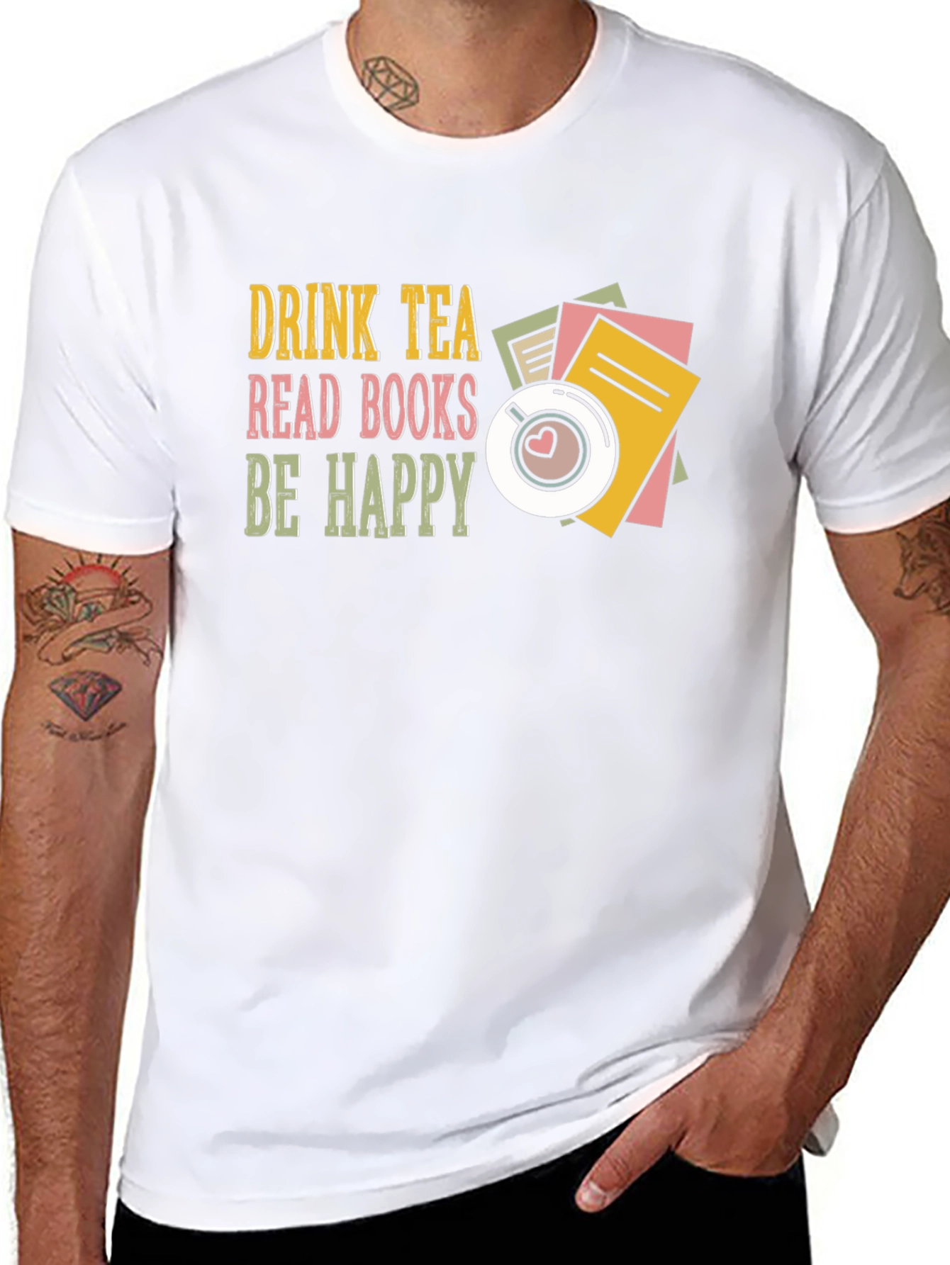 Drink Tea Read Books Be Happy Graphic Tee