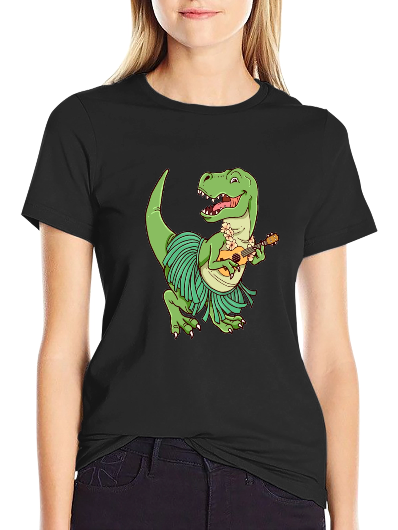Dino Ukulele Black T-Shirt