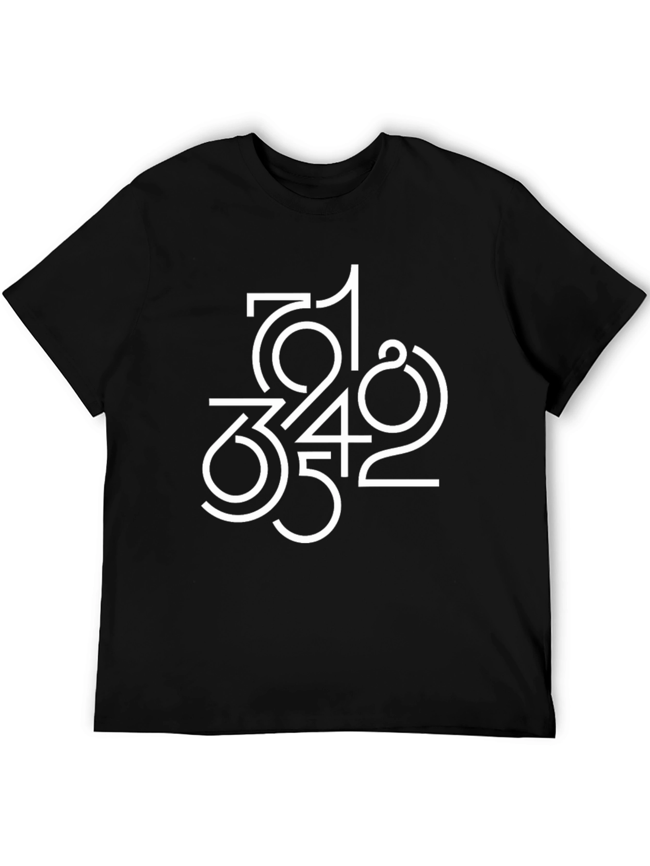 Abstract Number Design Black T-Shirt