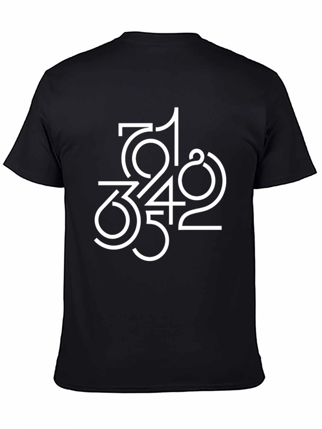 Abstract Number Design Black T-Shirt