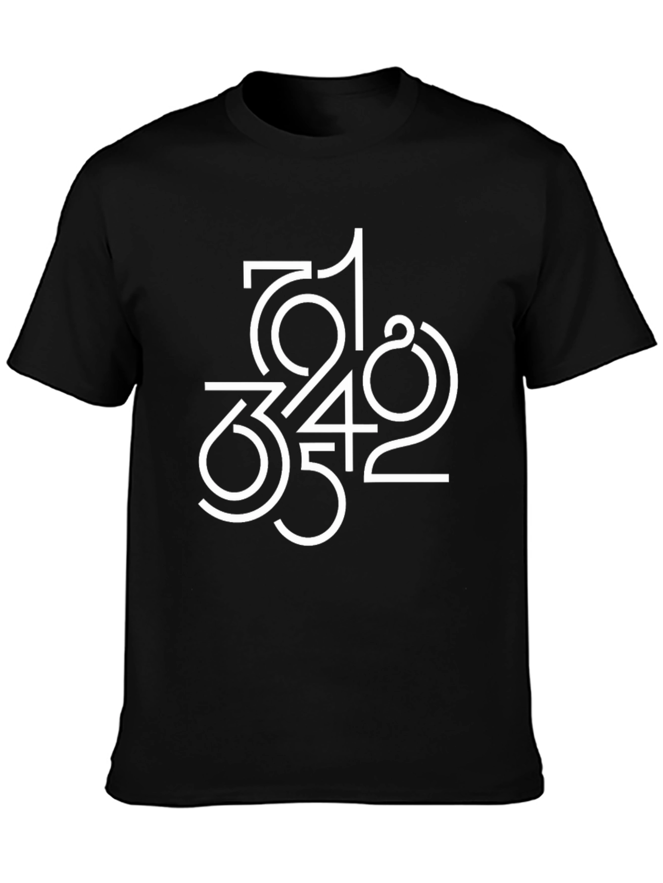 Abstract Number Design Black T-Shirt