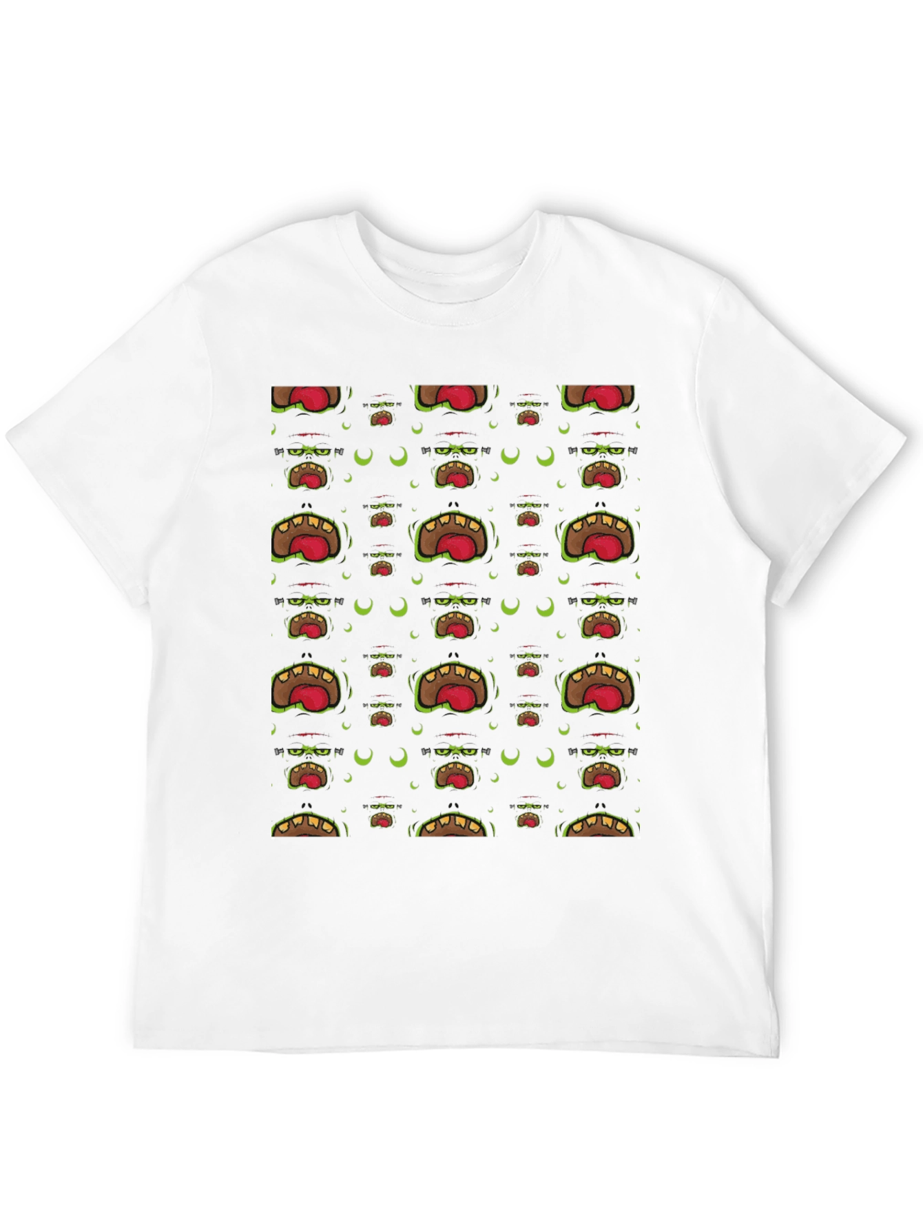 Monster Mouth Patterned Black T-Shirt