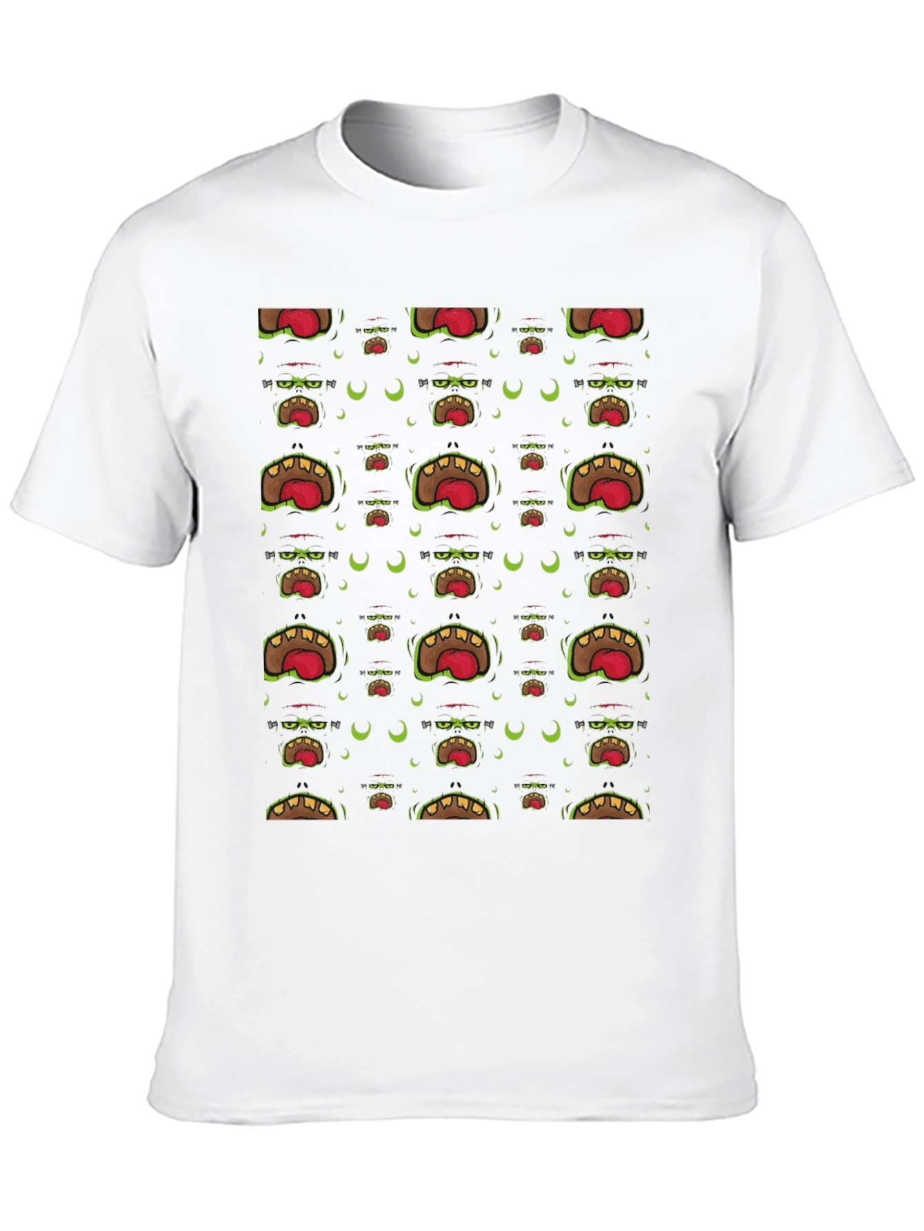 Monster Mouth Patterned Black T-Shirt