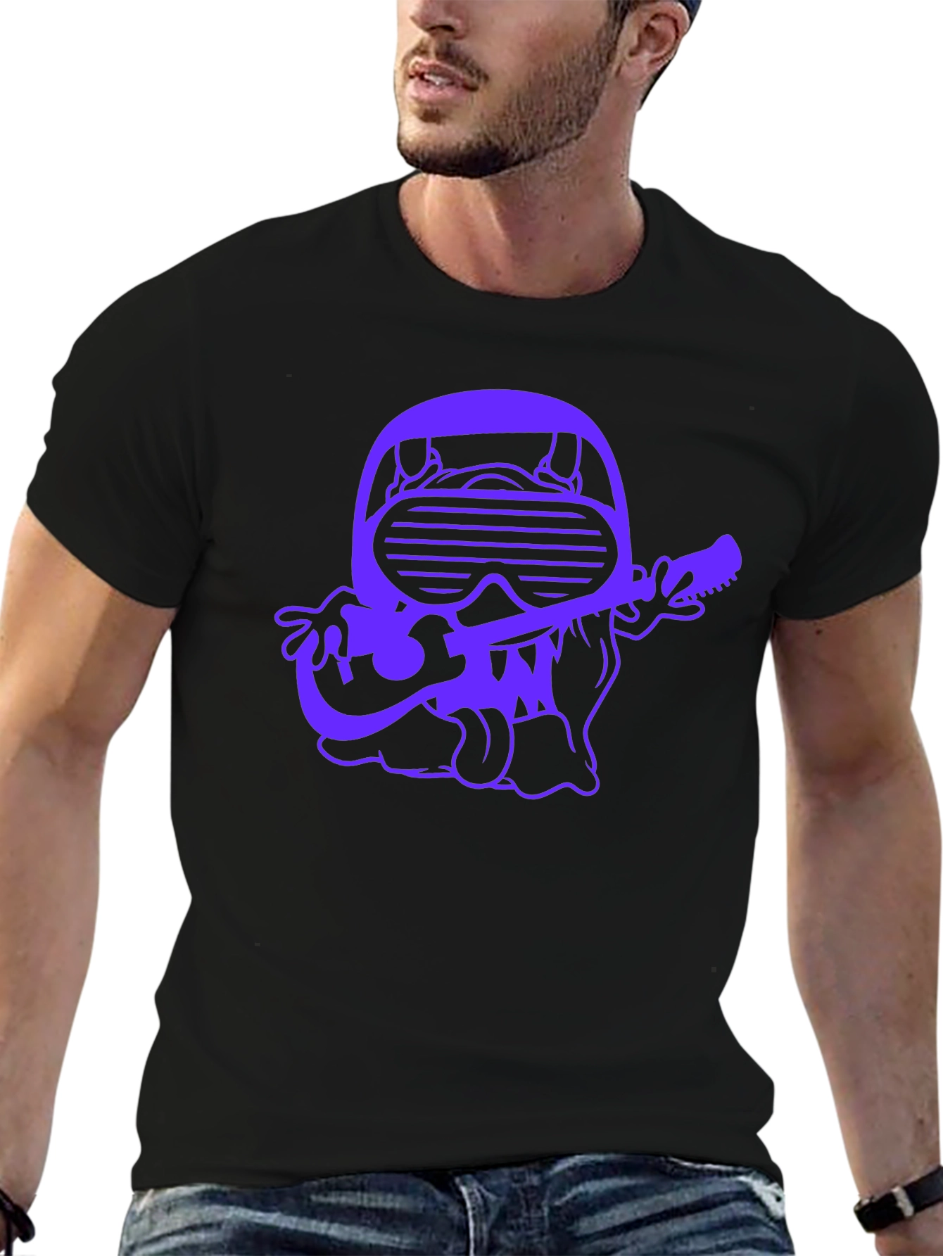 Cool Guitarist Graphic Tee - Black