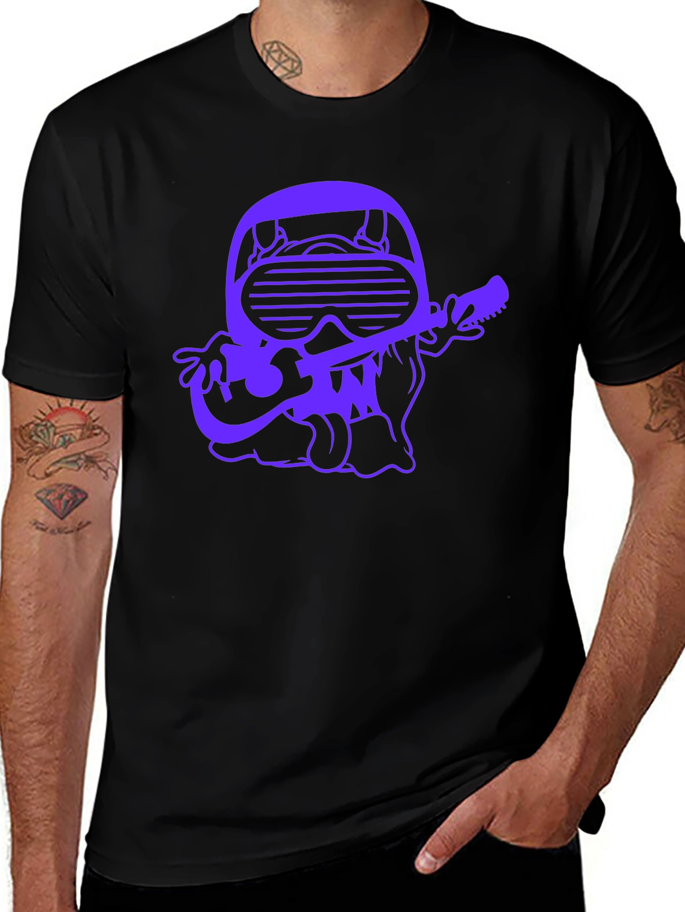 Cool Guitarist Graphic Tee - Black