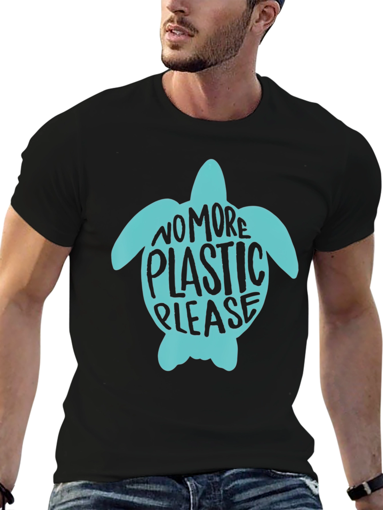 Eco-Friendly Turtle Graphic Tee - No More Plastic!