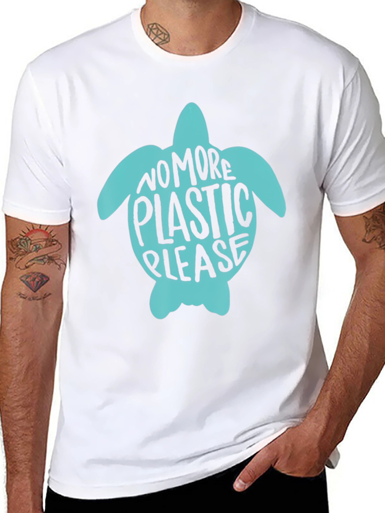 Eco-Friendly Turtle Graphic Tee - No More Plastic!