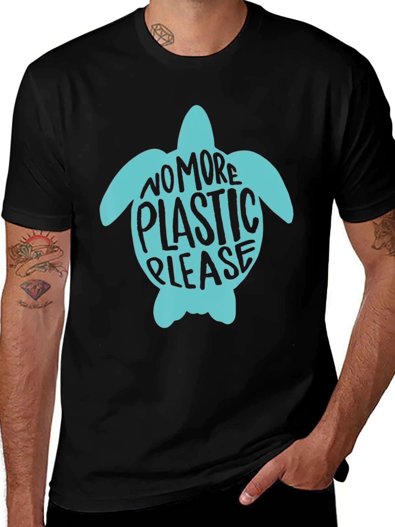 Eco-Friendly Turtle Graphic Tee - No More Plastic!