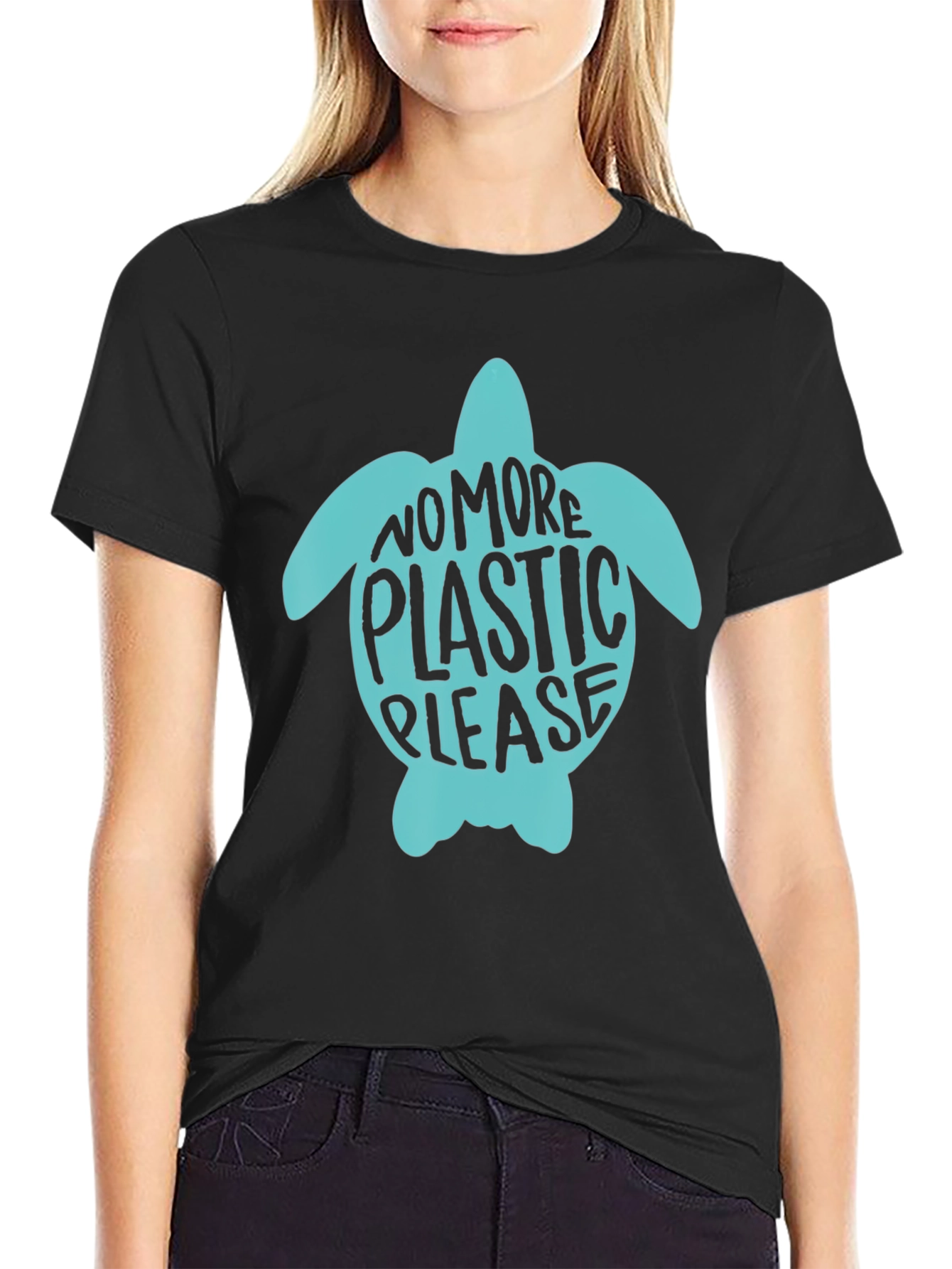 Eco-Friendly Turtle Graphic Tee - No More Plastic!