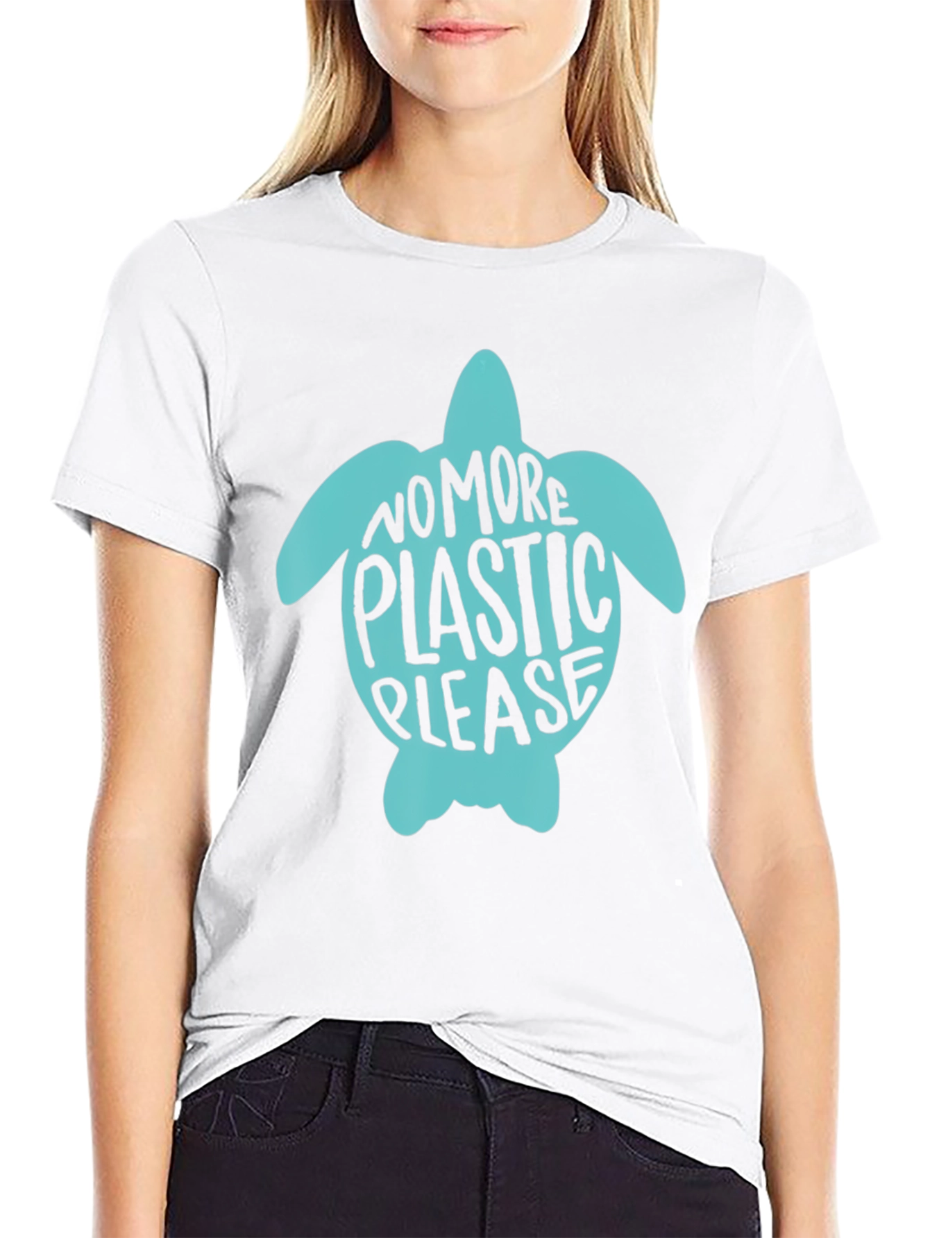 Eco-Friendly Turtle Graphic Tee - No More Plastic!