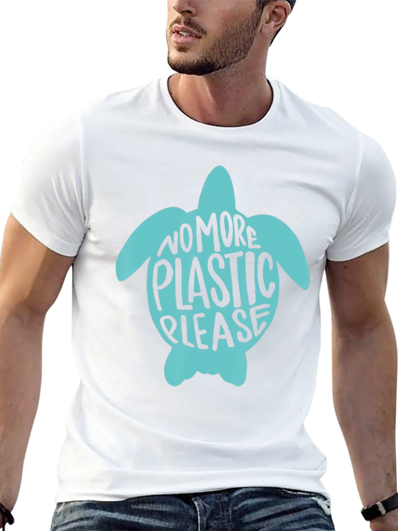 Eco-Friendly Turtle Graphic Tee - No More Plastic!