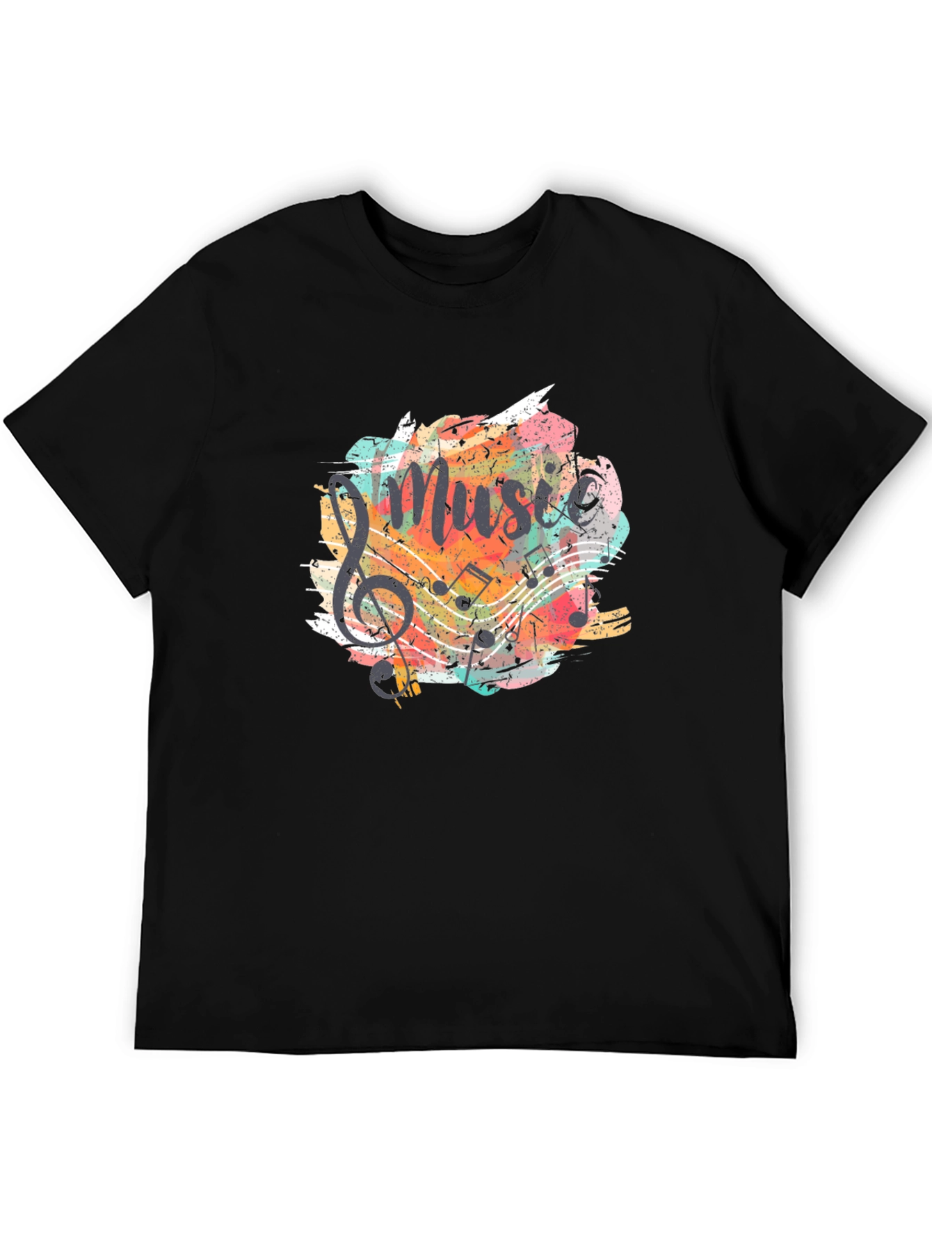 Music Graphic Tee - Black Cotton T-Shirt