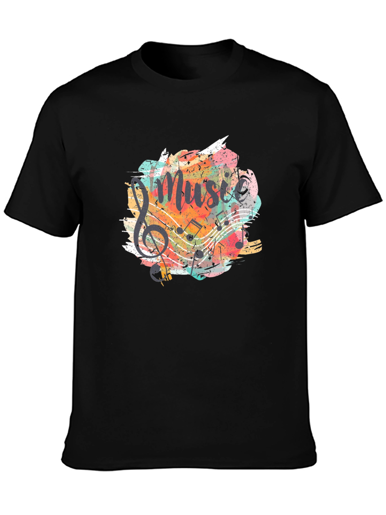 Music Graphic Tee - Black Cotton T-Shirt