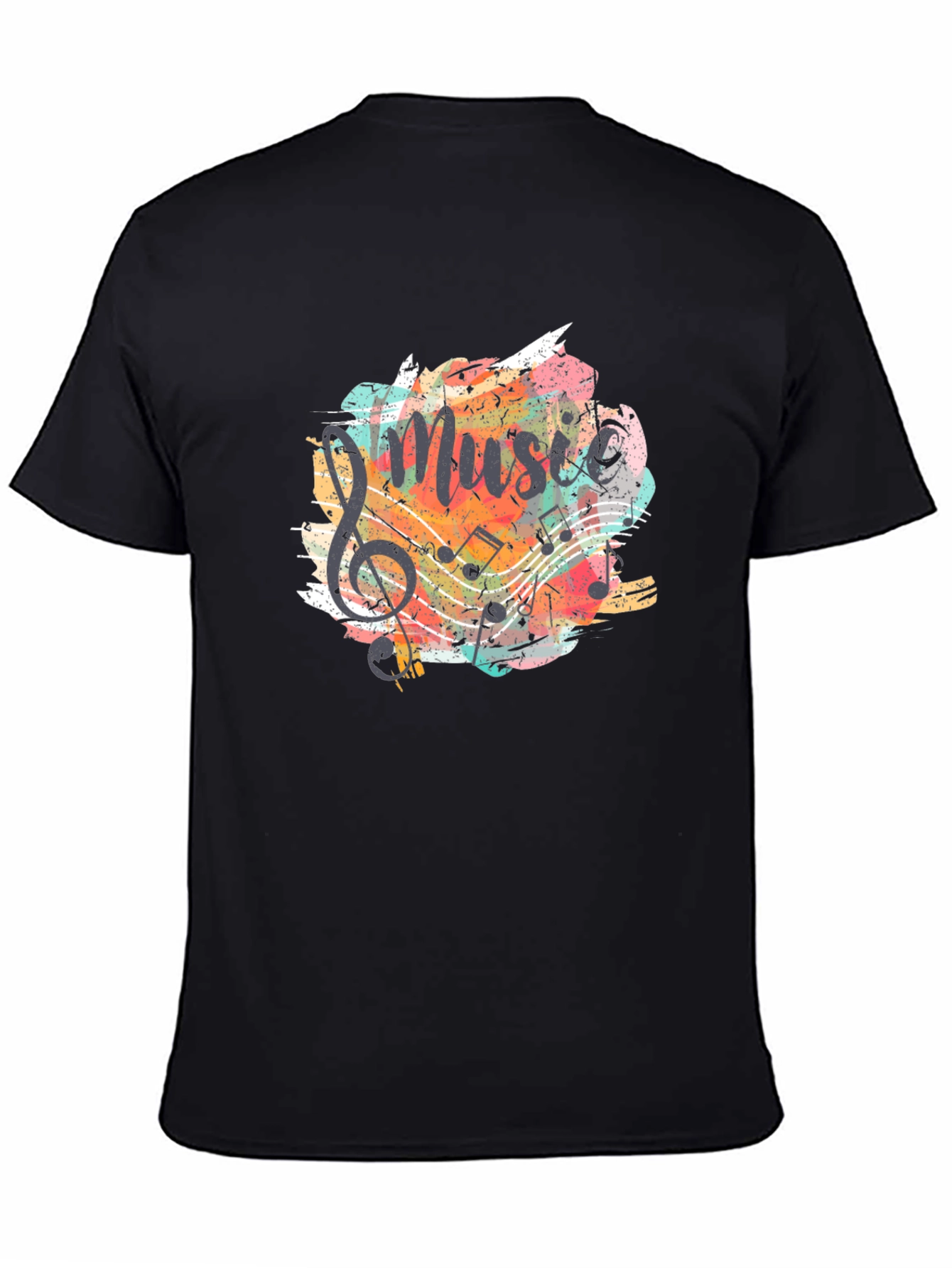 Music Graphic Tee - Black Cotton T-Shirt