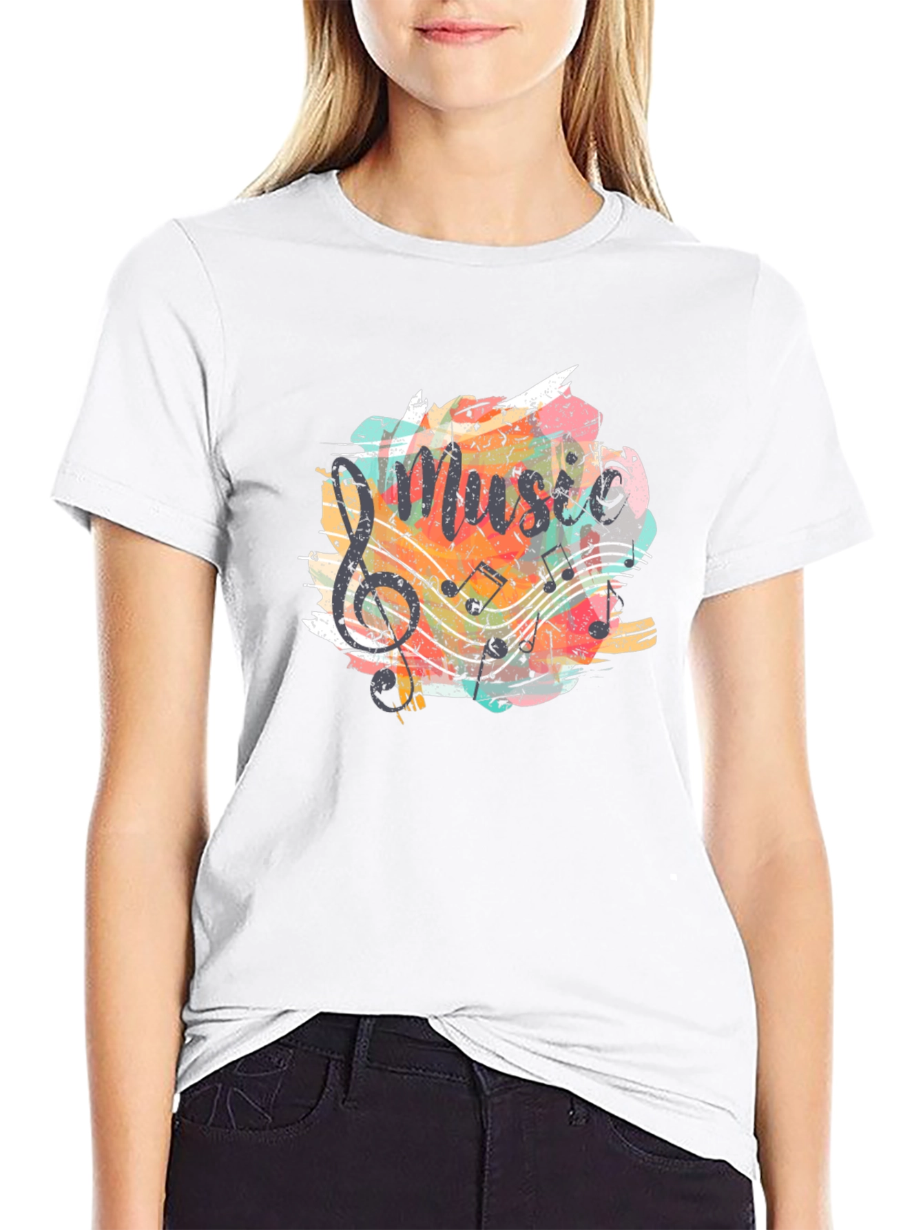Music Graphic Tee - Black Cotton T-Shirt