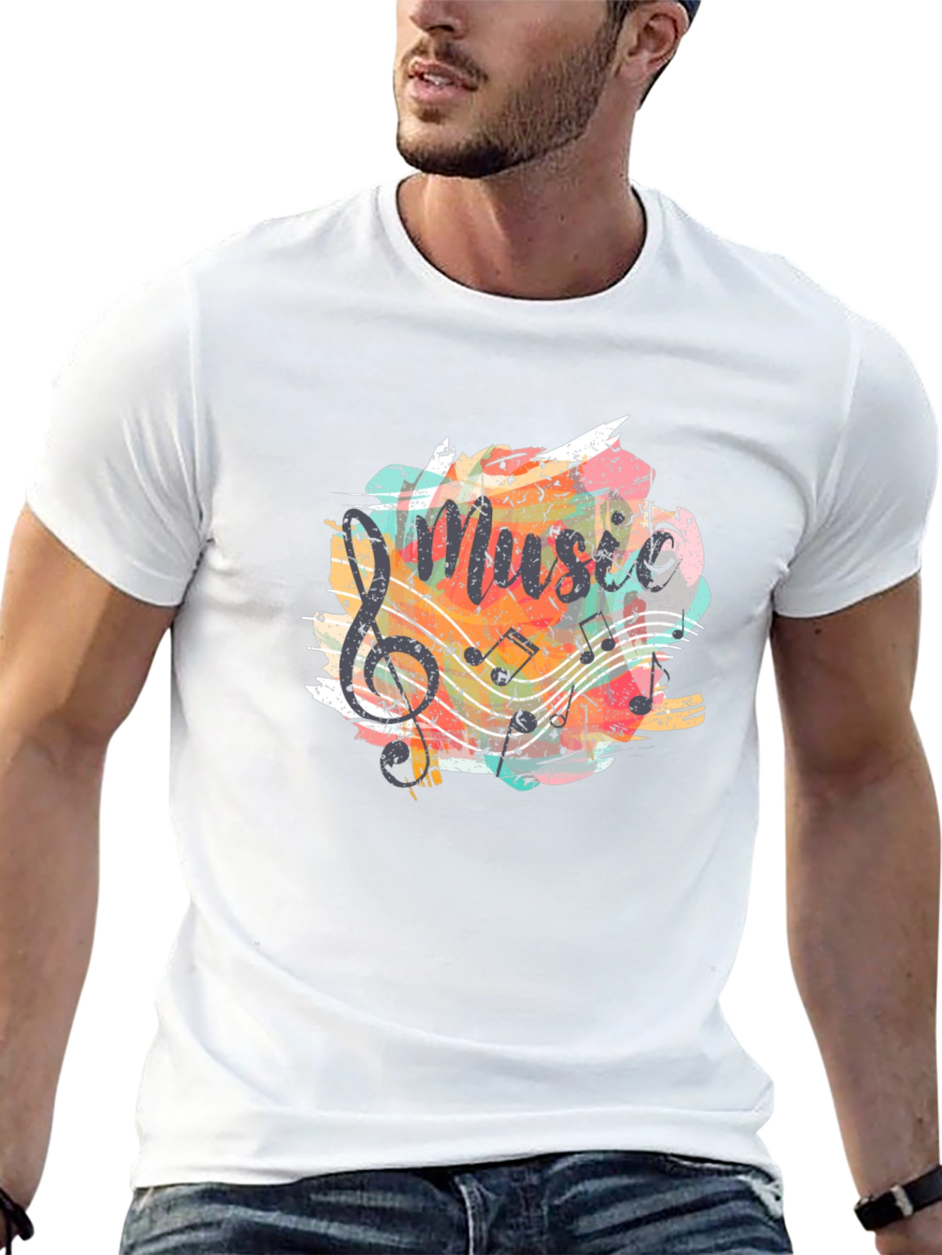 Music Graphic Tee - Black Cotton T-Shirt