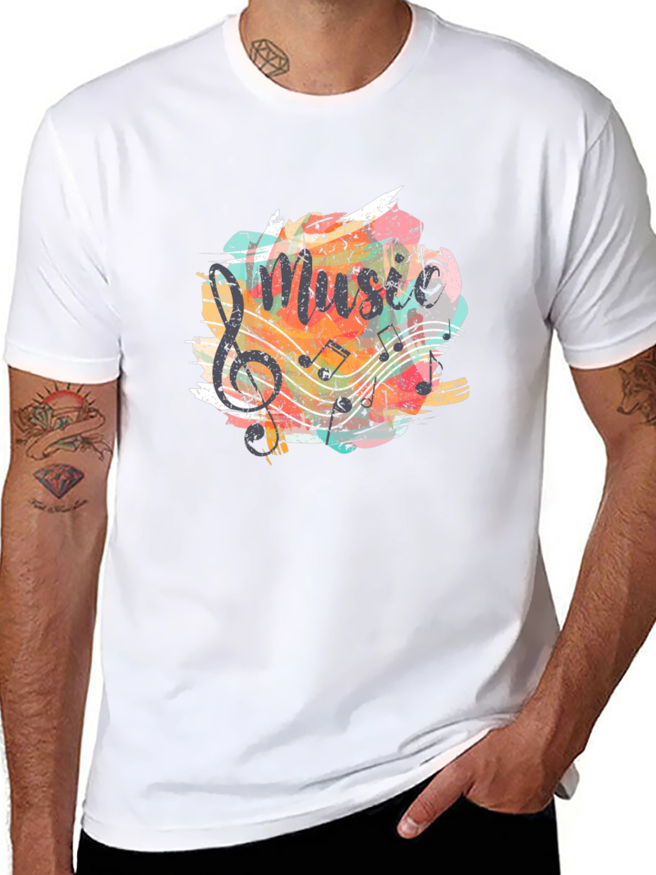 Music Graphic Tee - Black Cotton T-Shirt