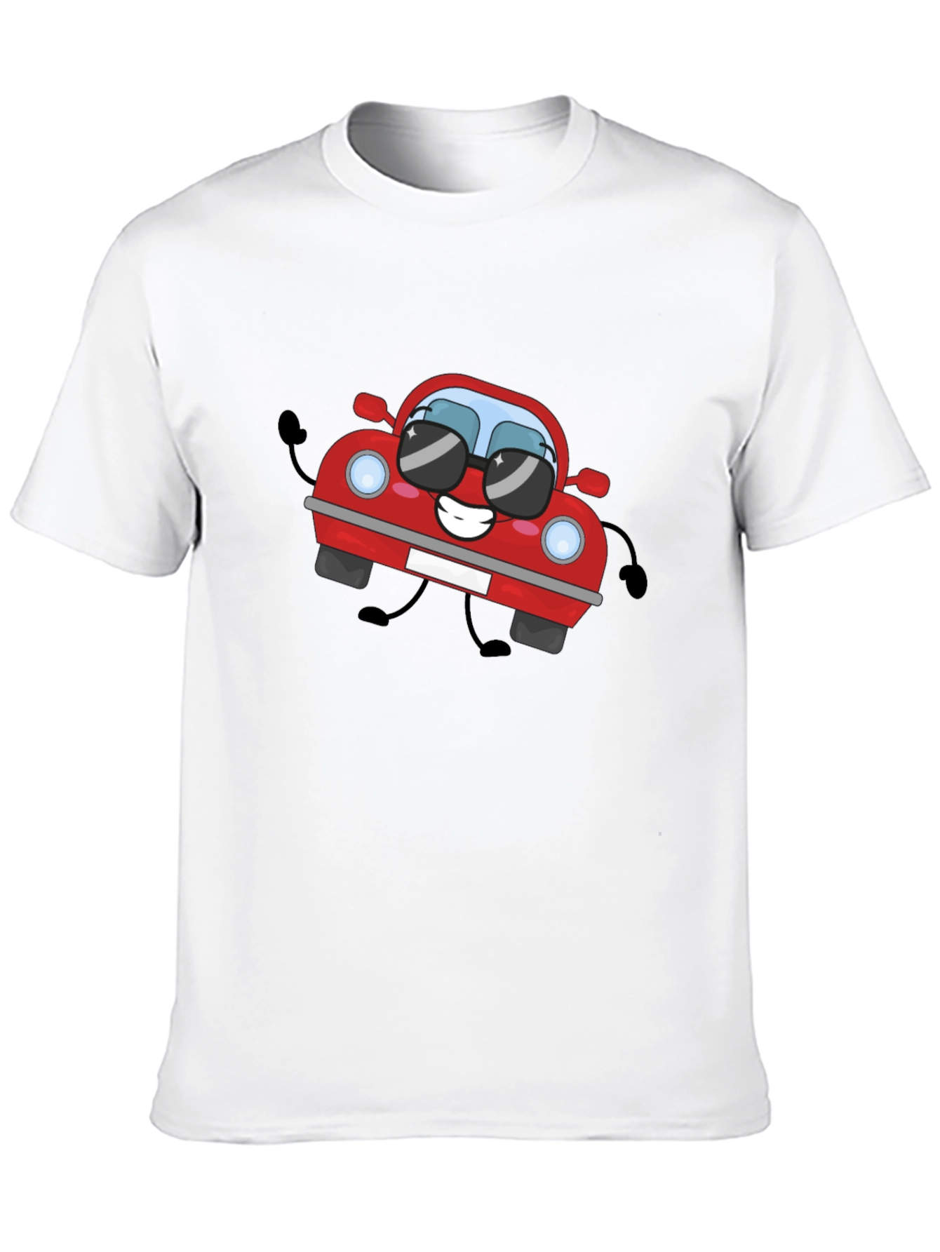 Cartoon Car Graphic T-Shirt - Black Cotton Tee