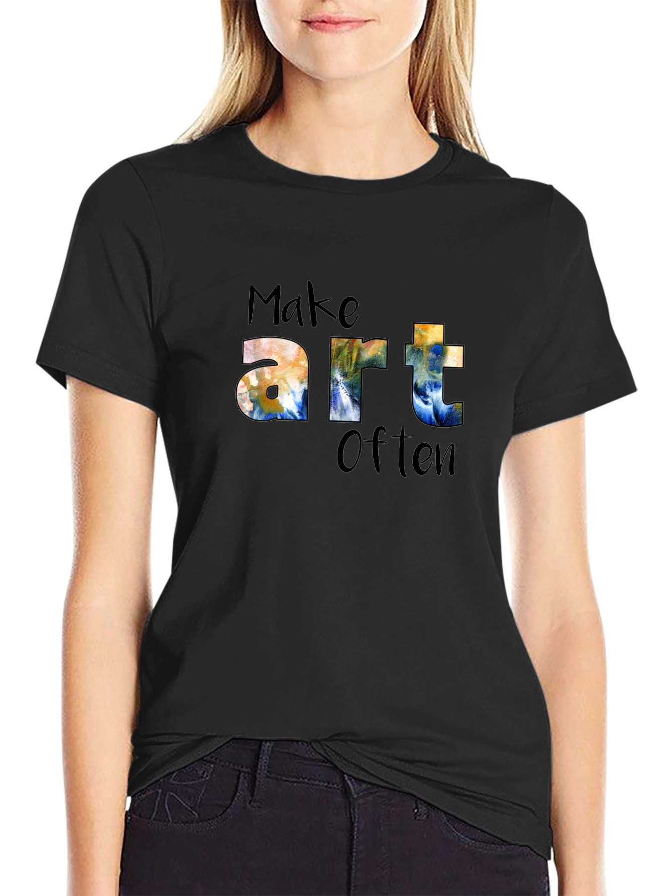 Make Art Often Black T-Shirt