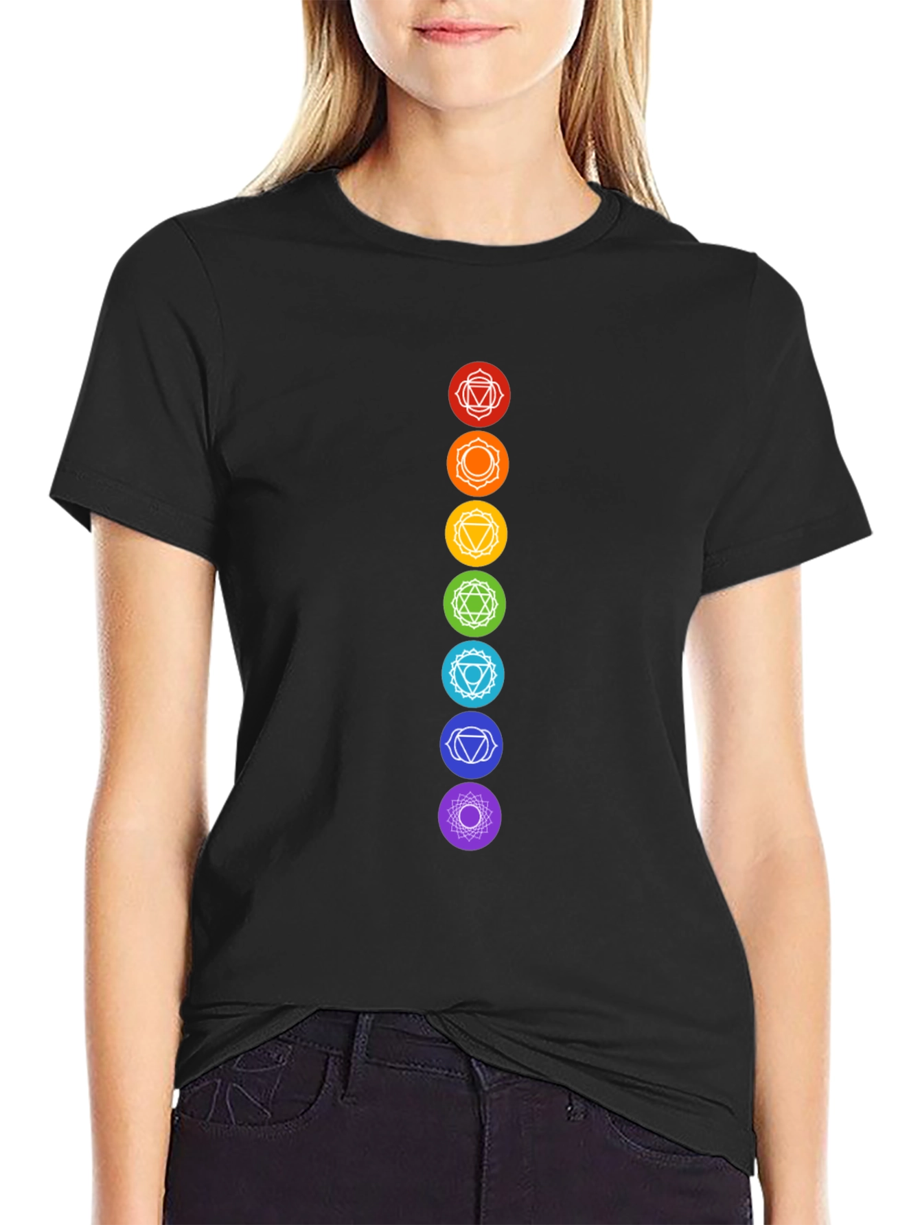 Chakra Symbols Graphic Black T-Shirt