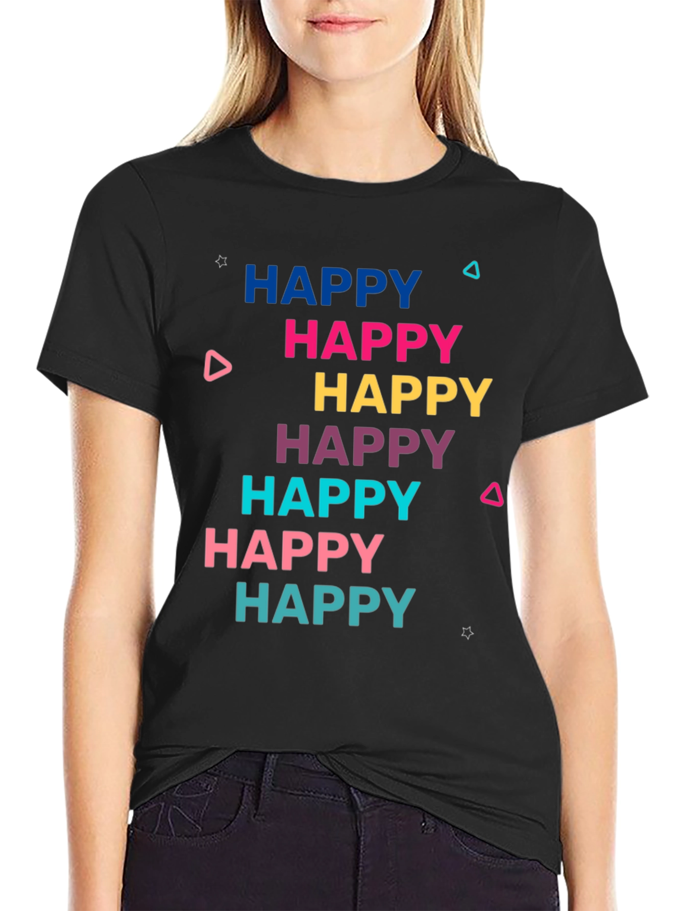 Happy Graphic Print Tee - Trendy Unisex T-Shirt