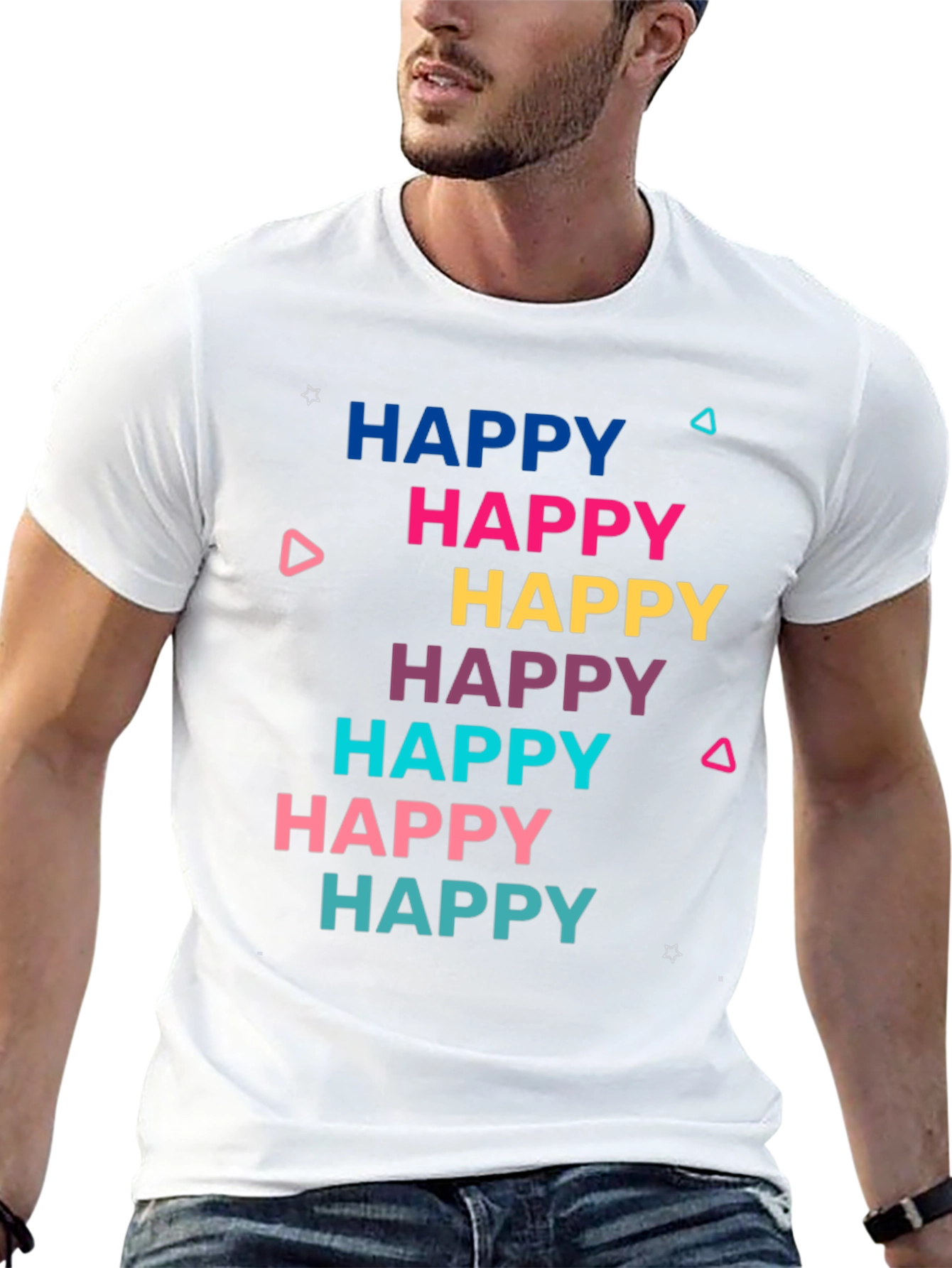 Happy Graphic Print Tee - Trendy Unisex T-Shirt