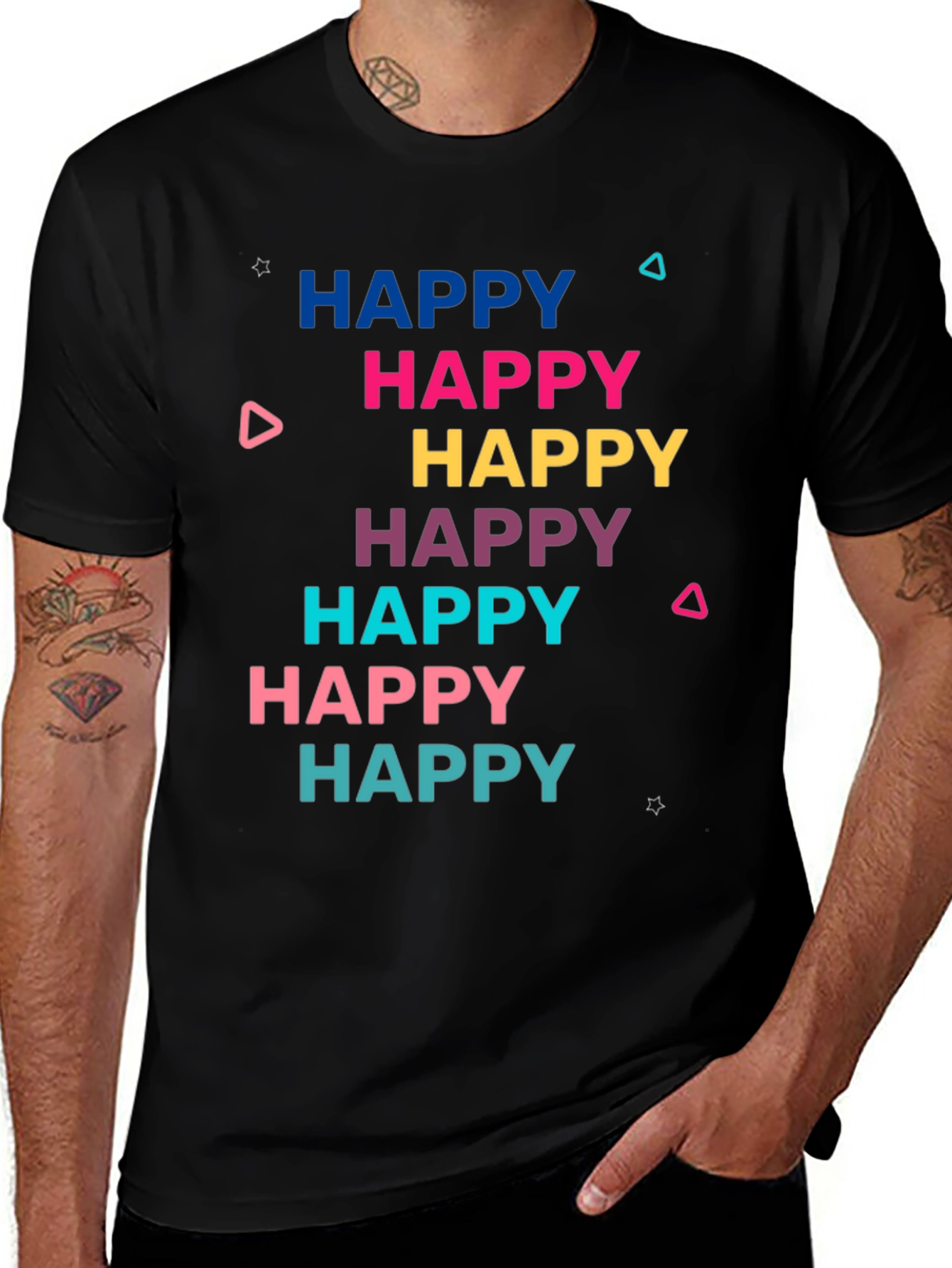 Happy Graphic Print Tee - Trendy Unisex T-Shirt