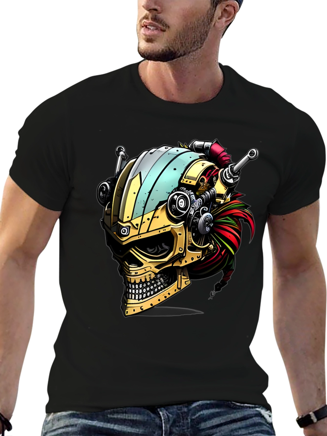 Steampunk Skull T-Shirt - Gearhead Viking Style