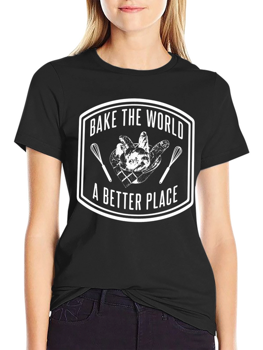 Bake the World Graphic Tee - Soft Black Cotton T-Shirt