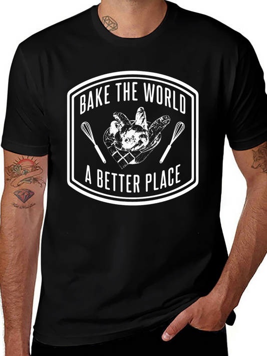 Bake the World Graphic Tee - Soft Black Cotton T-Shirt