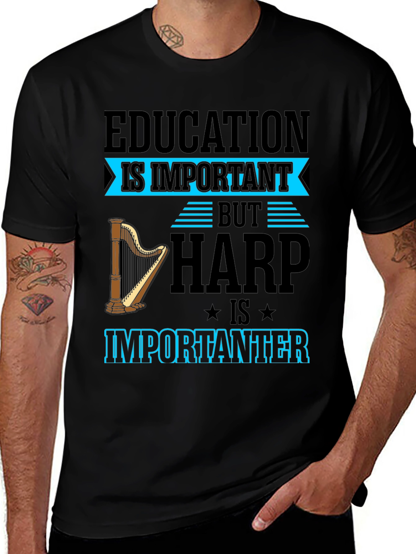 Harp Is Importanter T-Shirt - Music Lover Tee
