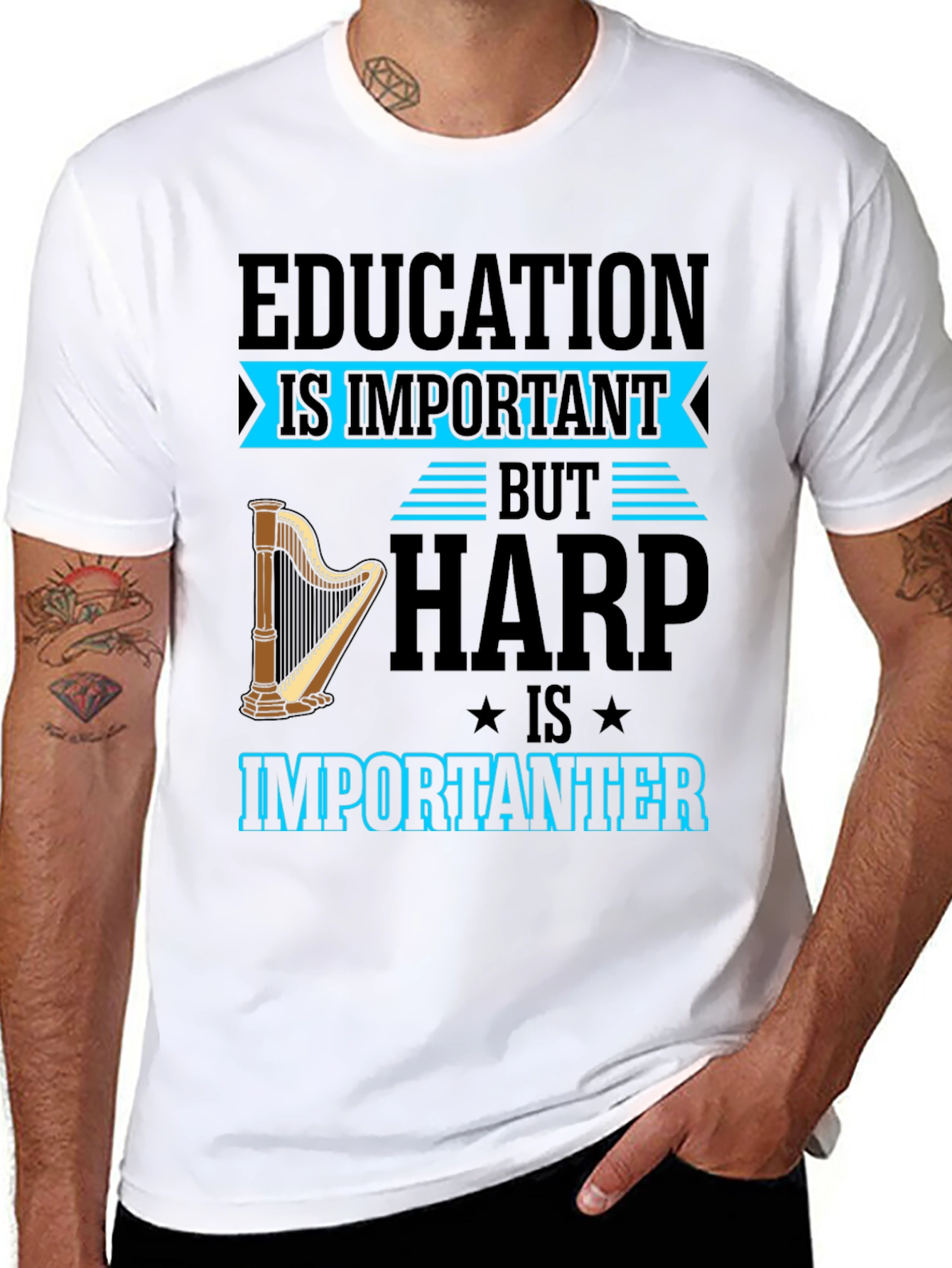 Harp Is Importanter T-Shirt - Music Lover Tee