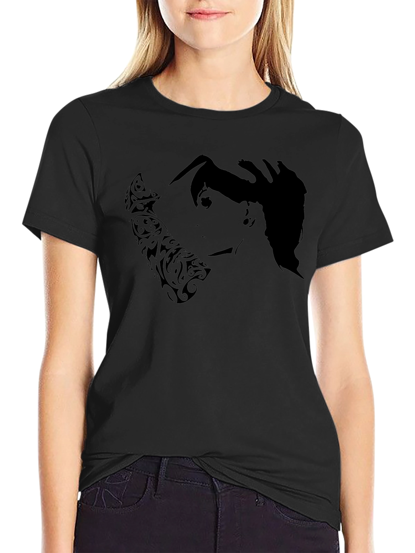Edgy Silhouette Graphic Black T-Shirt