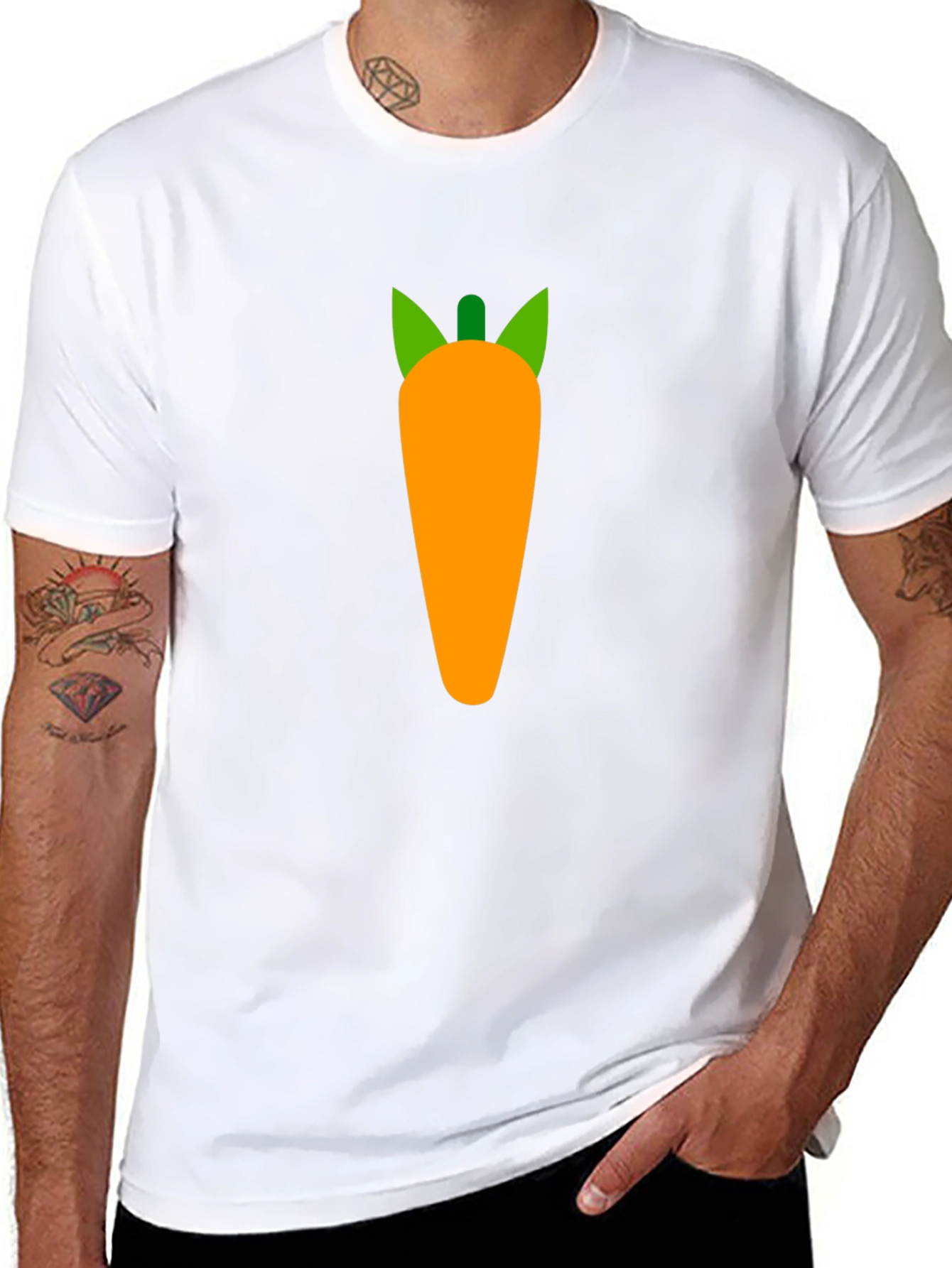 Carrot Graphic Tee - Black Cotton Casual Shirt