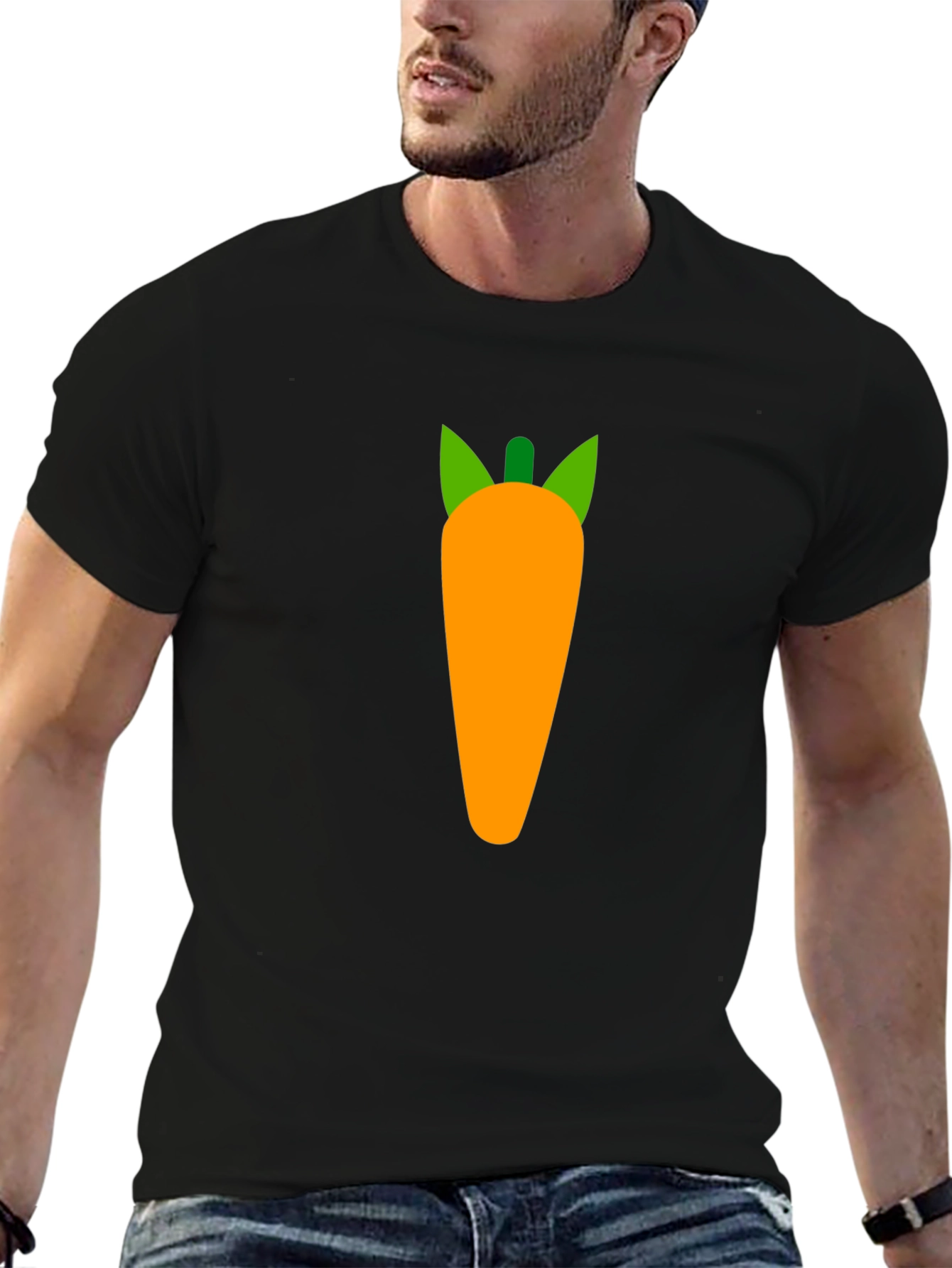 Carrot Graphic Tee - Black Cotton Casual Shirt
