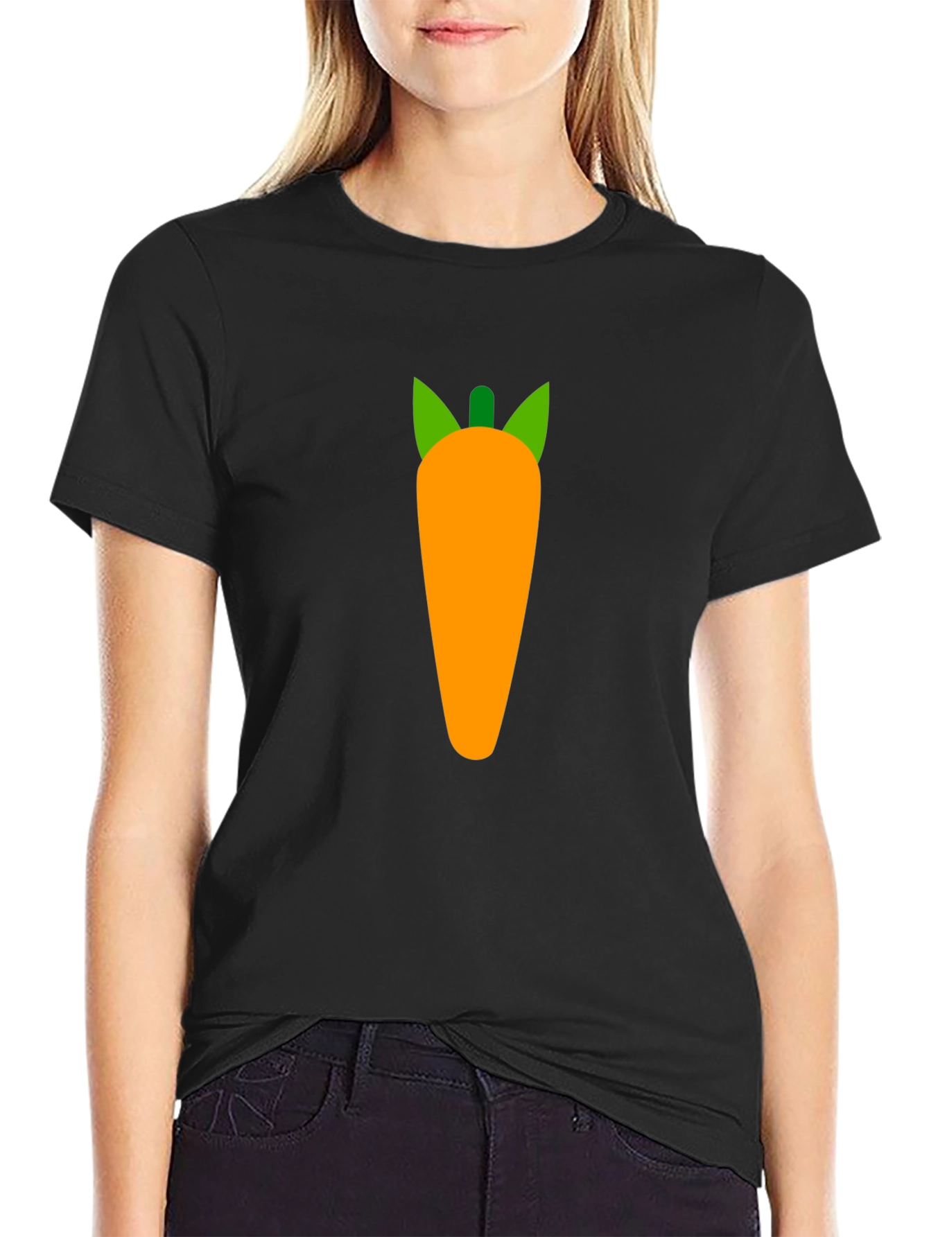 Carrot Graphic Tee - Black Cotton Casual Shirt