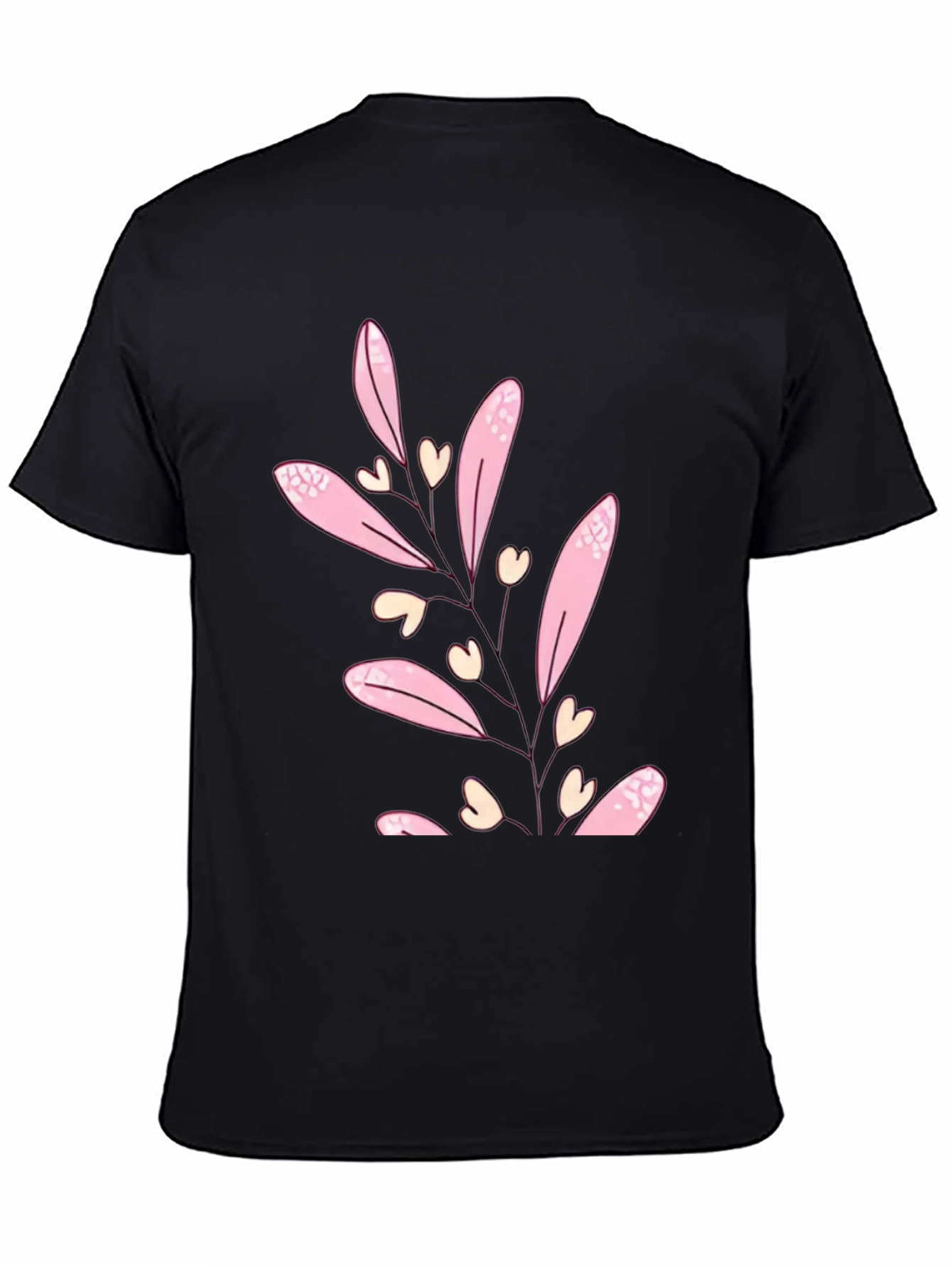 Floral Heart Tee - Black Casual T-Shirt