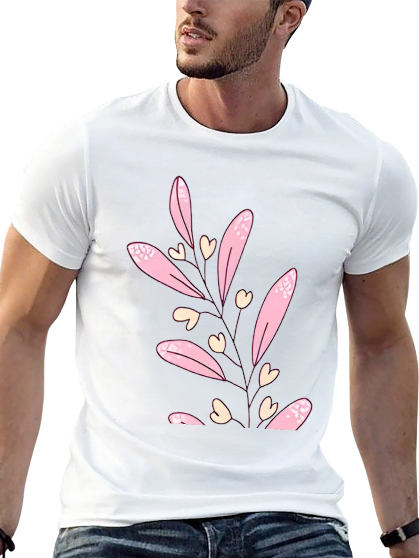 Floral Heart Tee - Black Casual T-Shirt