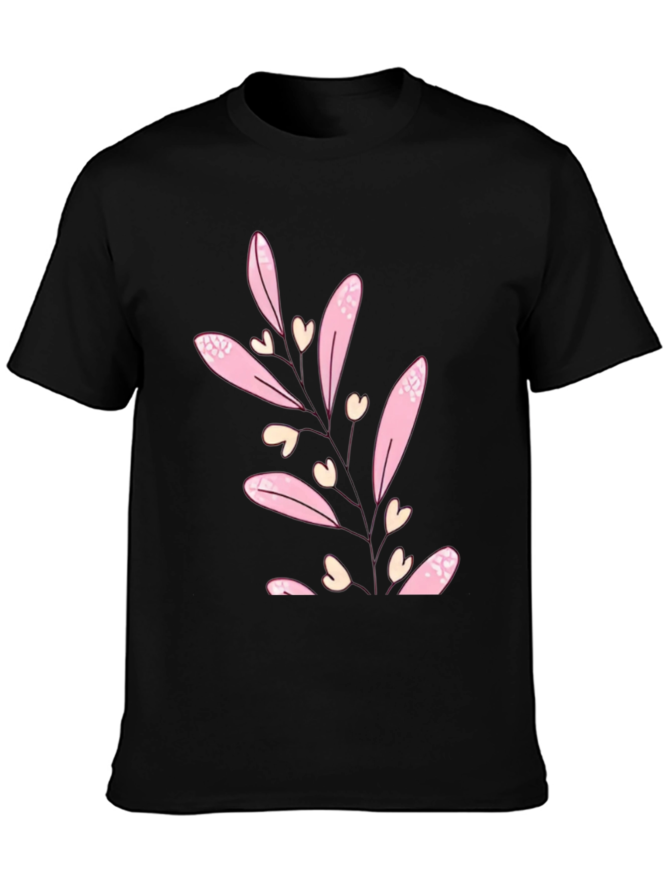 Floral Heart Tee - Black Casual T-Shirt