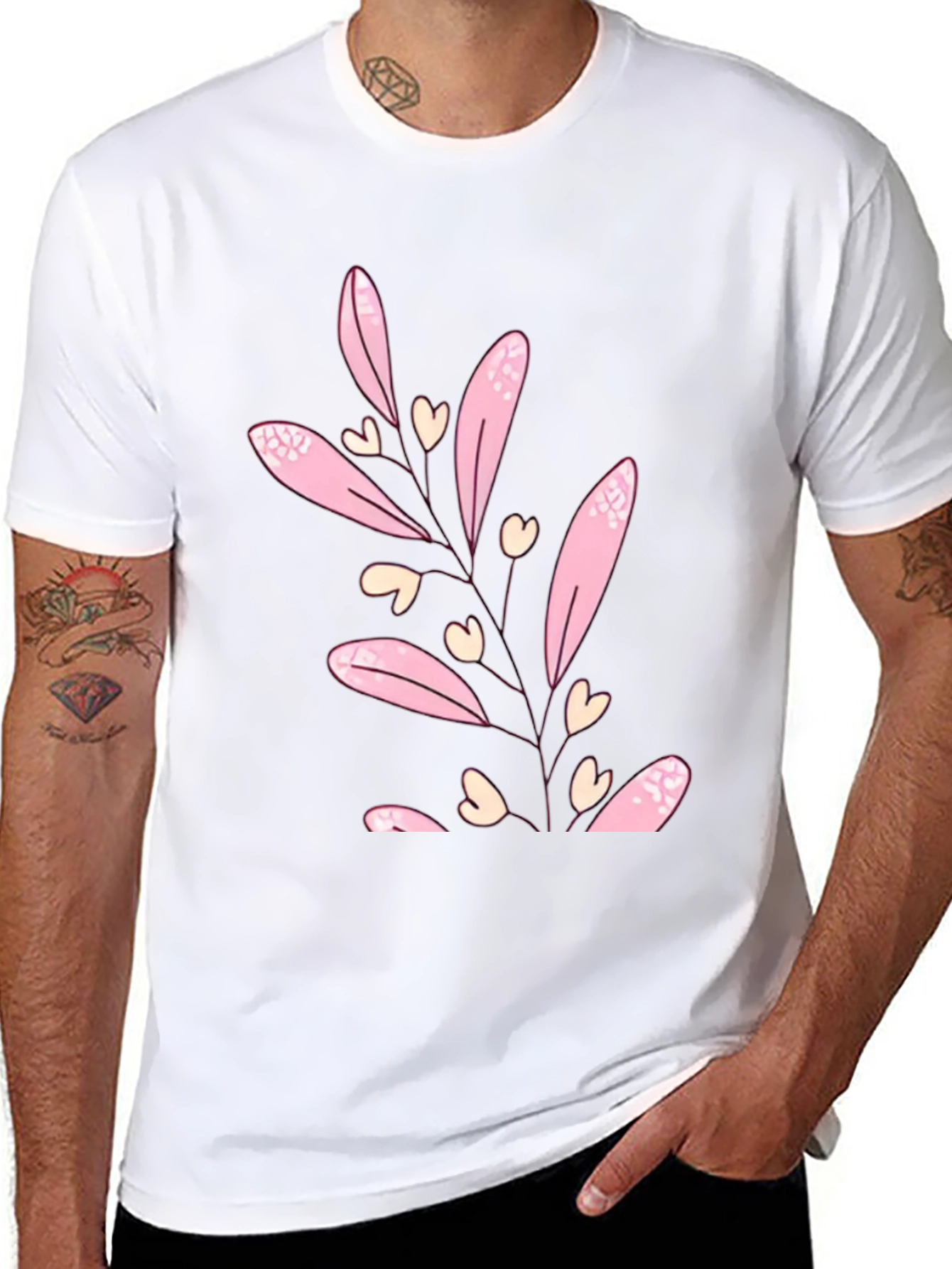 Floral Heart Tee - Black Casual T-Shirt