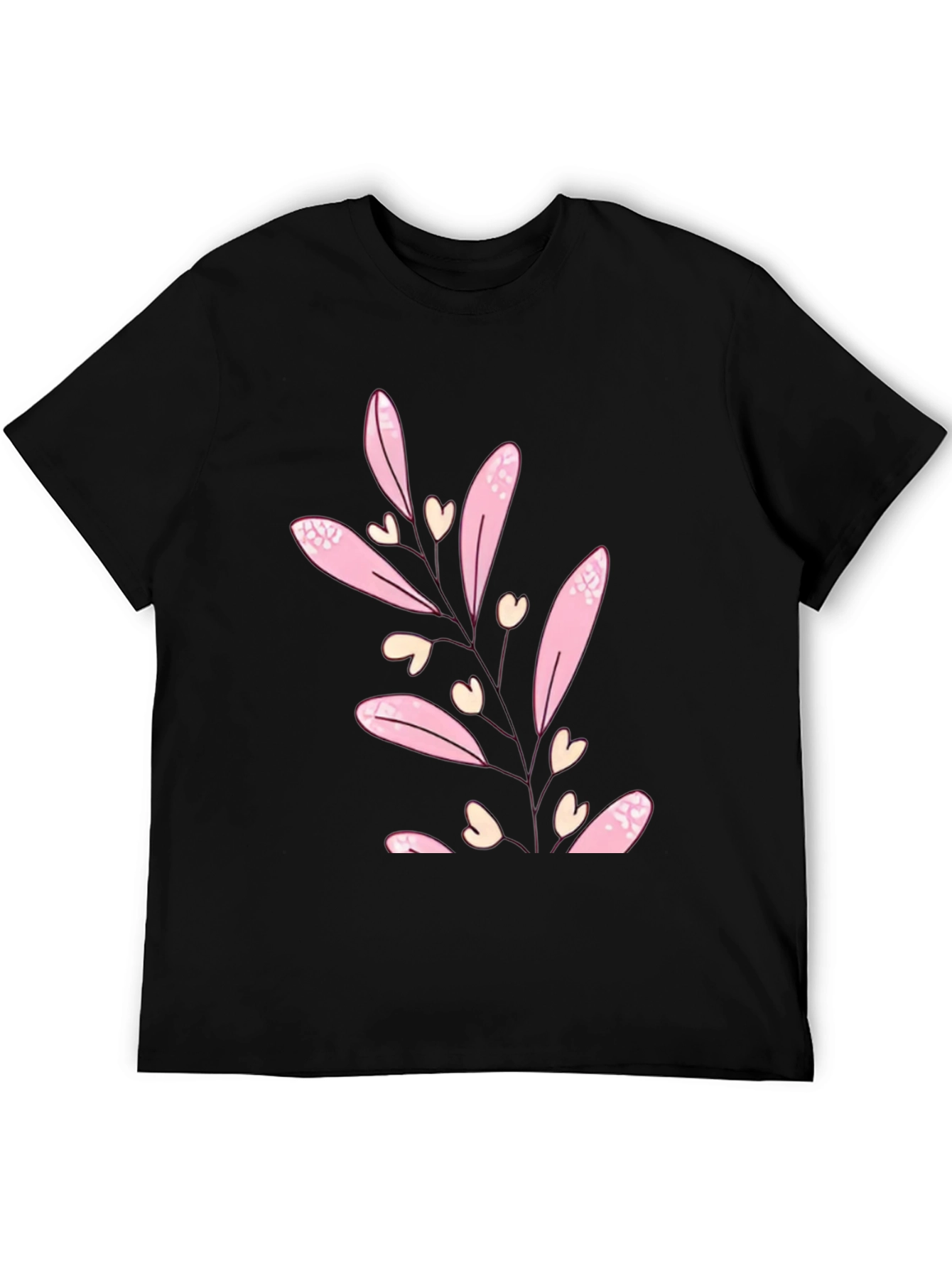 Floral Heart Tee - Black Casual T-Shirt