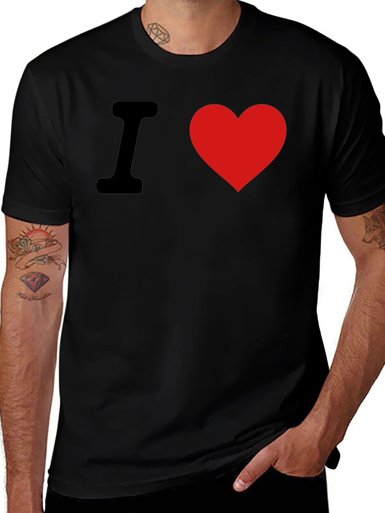 I Love Heart Graphic Tee - Soft Black T-Shirt