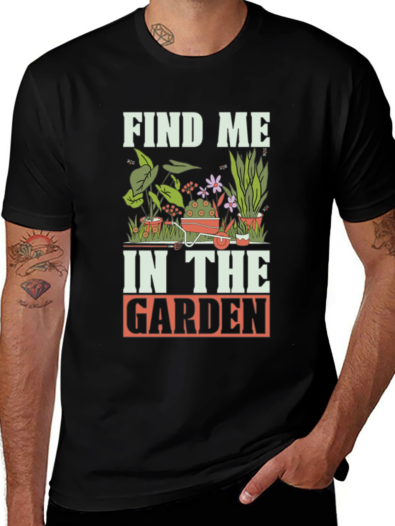 Find Me In The Garden Black T-Shirt