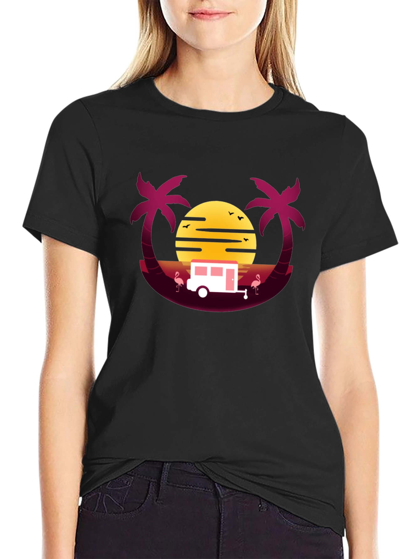 Retro Sunset Camper T-Shirt