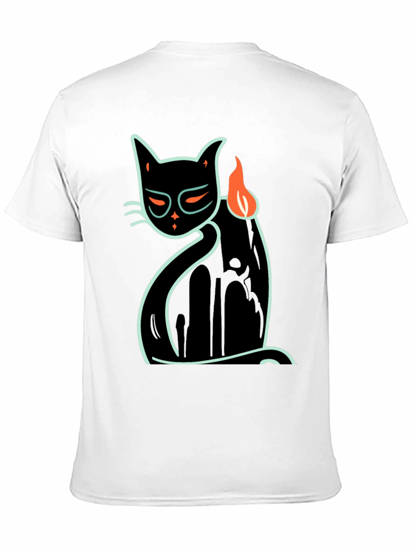 Cool Cat Tee: Black T-Shirt with Neon Cat Design
