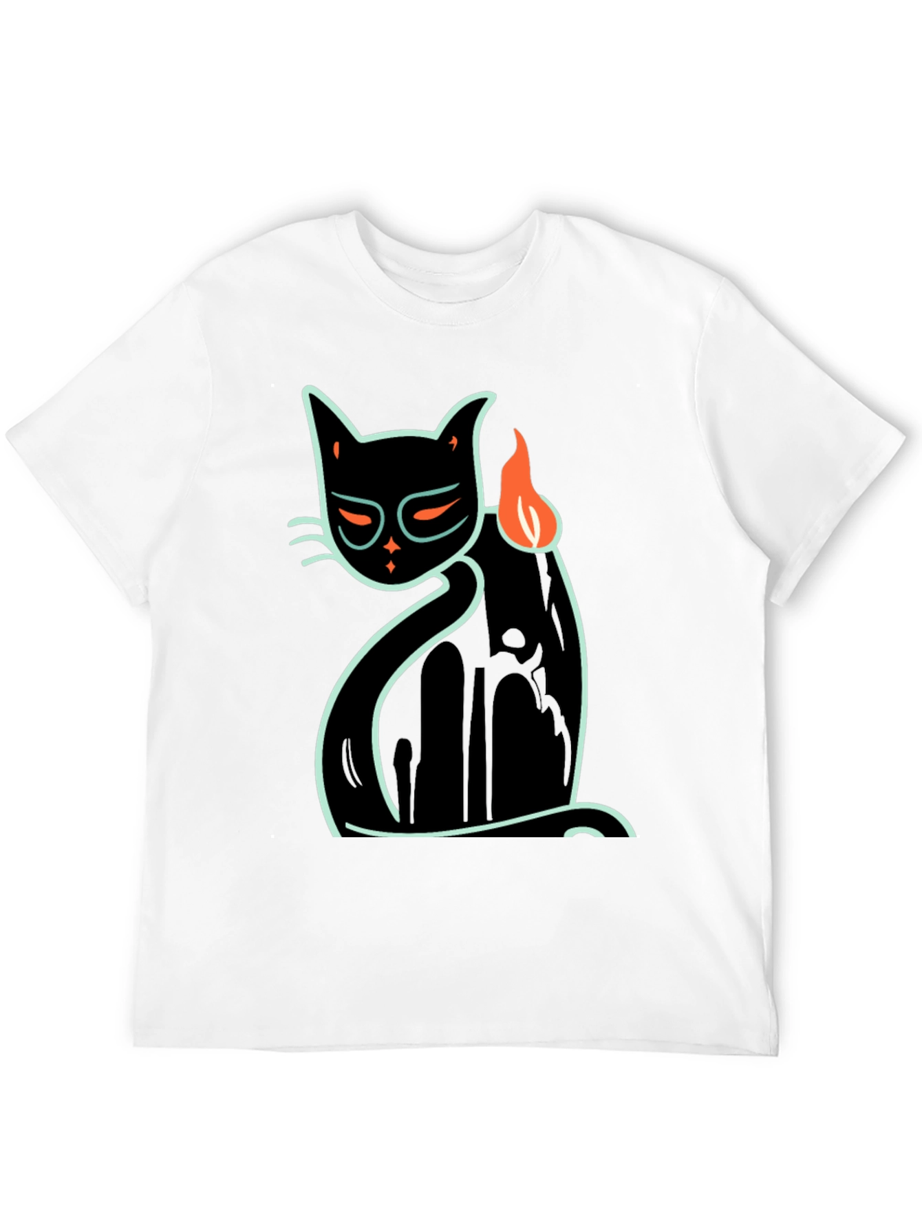 Cool Cat Tee: Black T-Shirt with Neon Cat Design