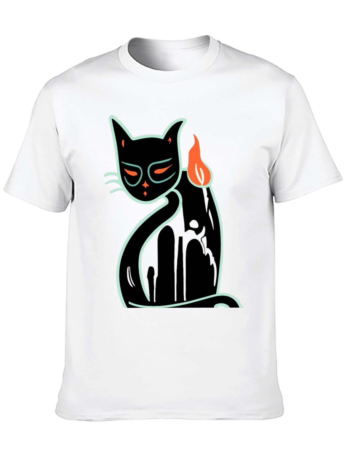 Cool Cat Tee: Black T-Shirt with Neon Cat Design